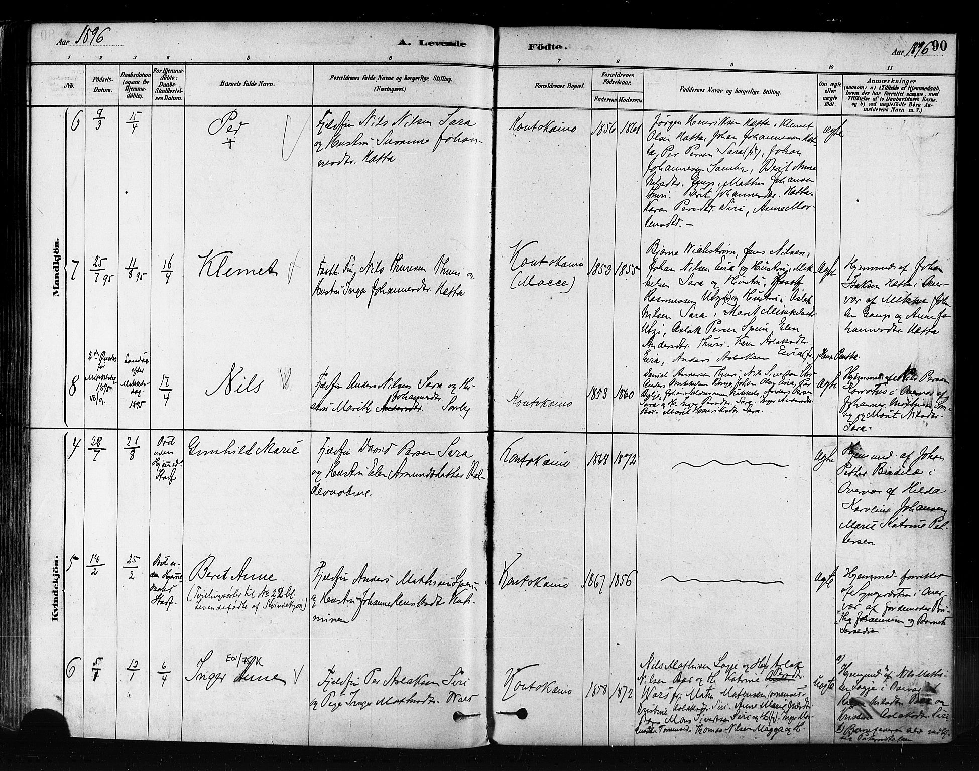 Kautokeino sokneprestembete, AV/SATØ-S-1340/H/Ha/L0004.kirke: Parish register (official) no. 4, 1877-1896, p. 90