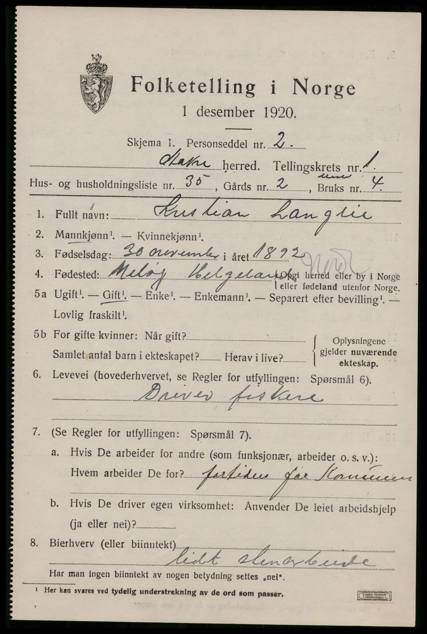 SAST, 1920 census for Åkra, 1920, p. 1668