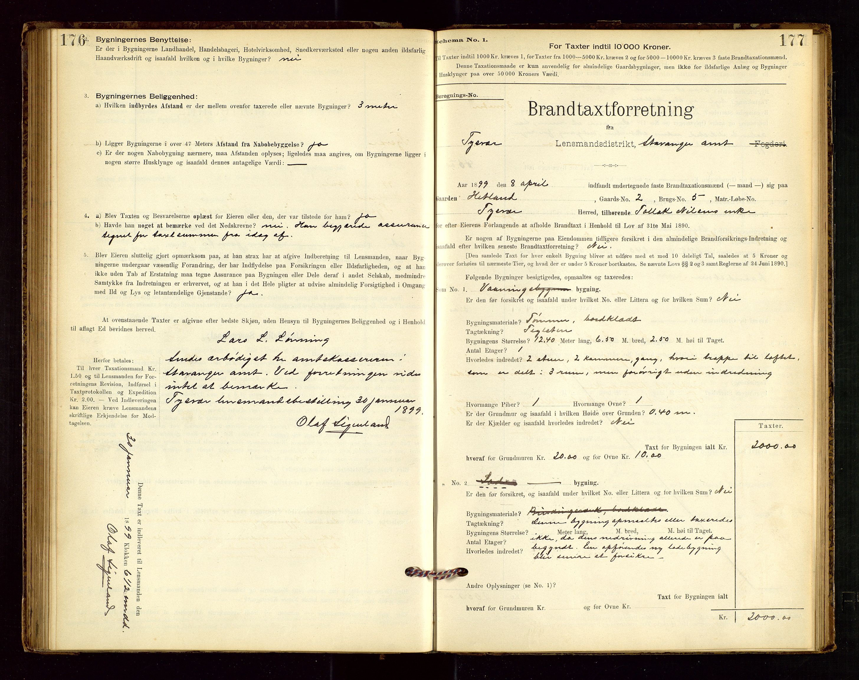 Tysvær lensmannskontor, AV/SAST-A-100192/Gob/L0001: "Brandtaxationsprotokol for Tysvær Lensmandsdistrikt Ryfylke Fogderi", 1894-1916, p. 176-177