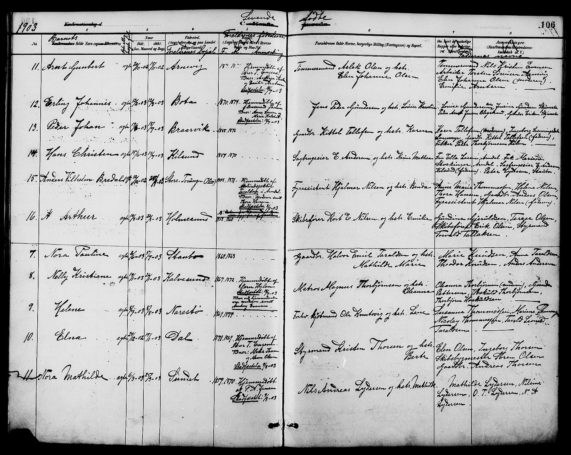 Dypvåg sokneprestkontor, AV/SAK-1111-0007/F/Fb/Fbb/L0004: Parish register (copy) no. B 4, 1887-1905, p. 106