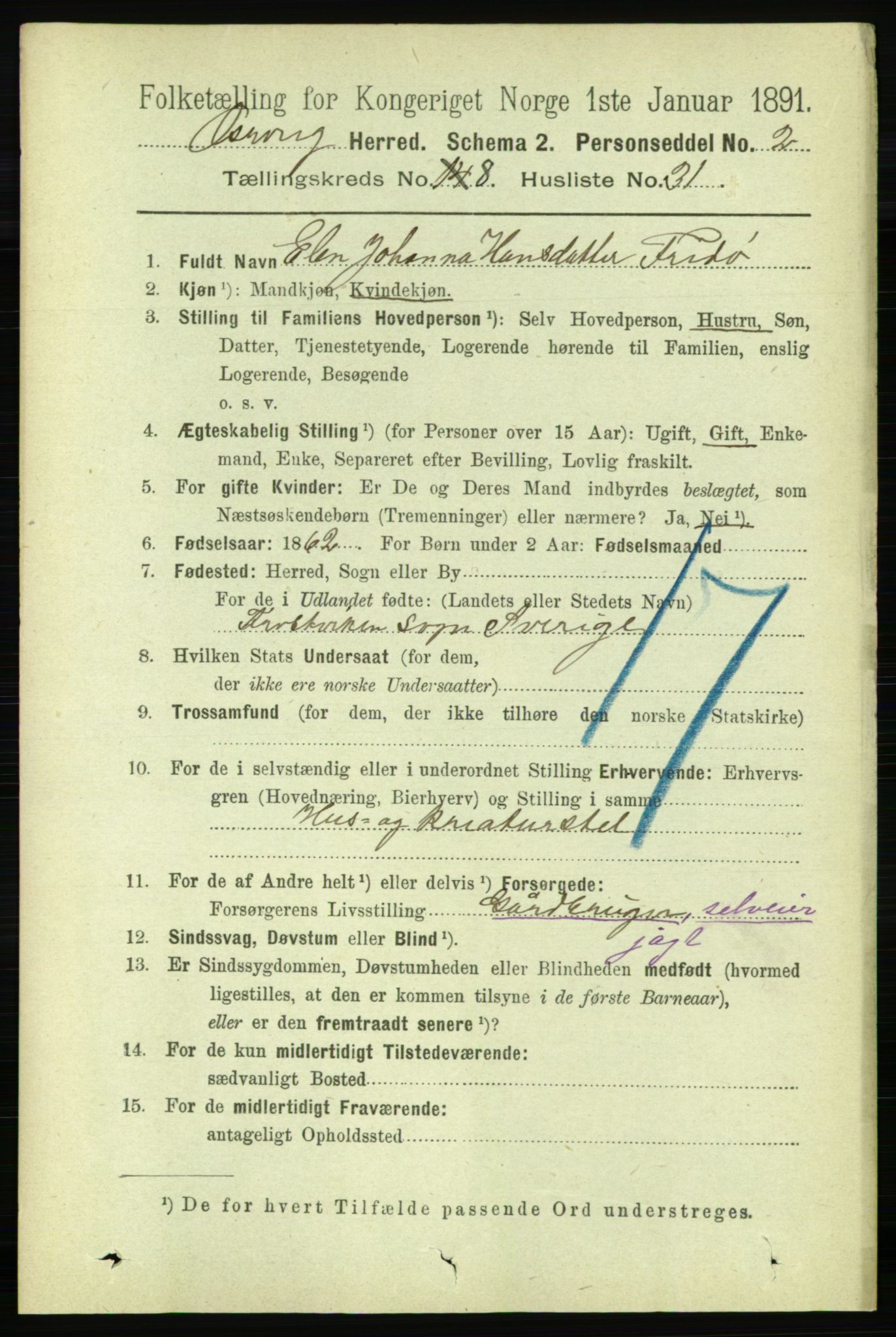 RA, 1891 census for 1742 Grong, 1891, p. 3063