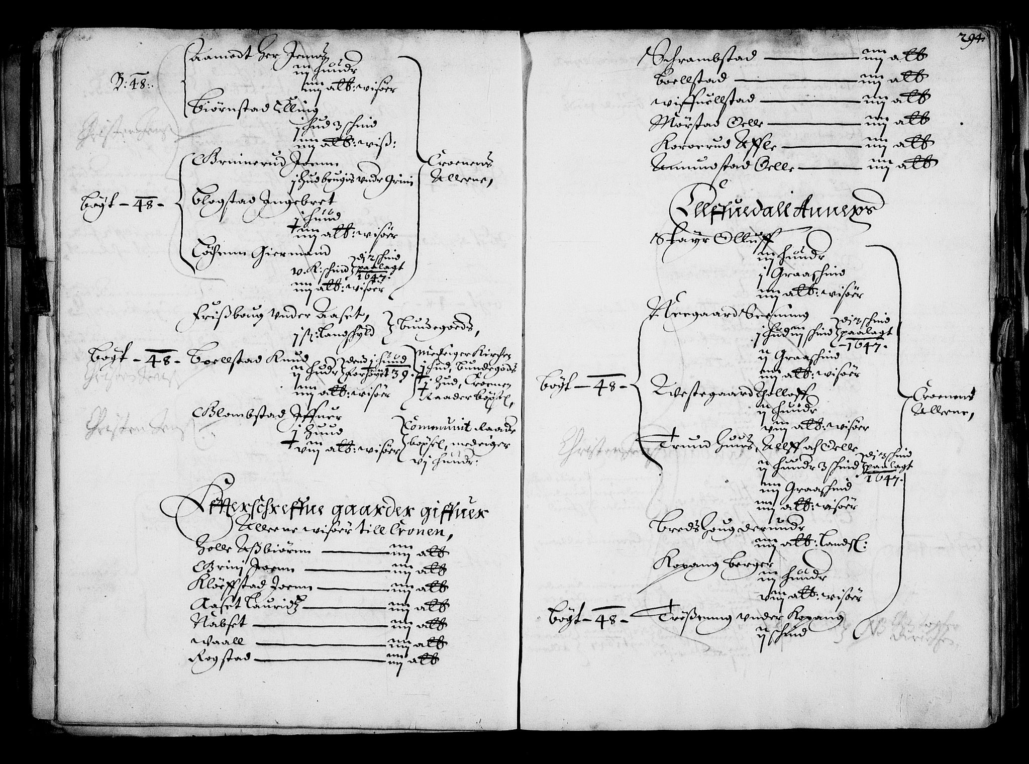 Rentekammeret inntil 1814, Realistisk ordnet avdeling, AV/RA-EA-4070/N/Na/L0001: [XI f]: Akershus stifts jordebok, 1652, p. 293b-294a