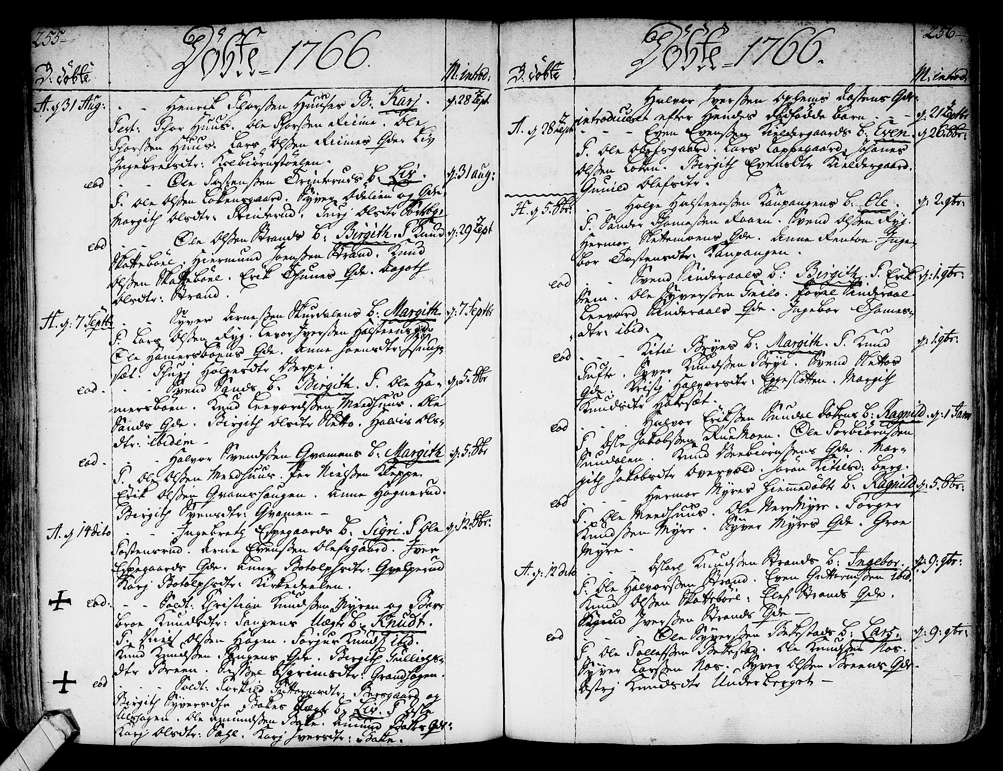 Ål kirkebøker, AV/SAKO-A-249/F/Fa/L0001: Parish register (official) no. I 1, 1744-1769, p. 255-256