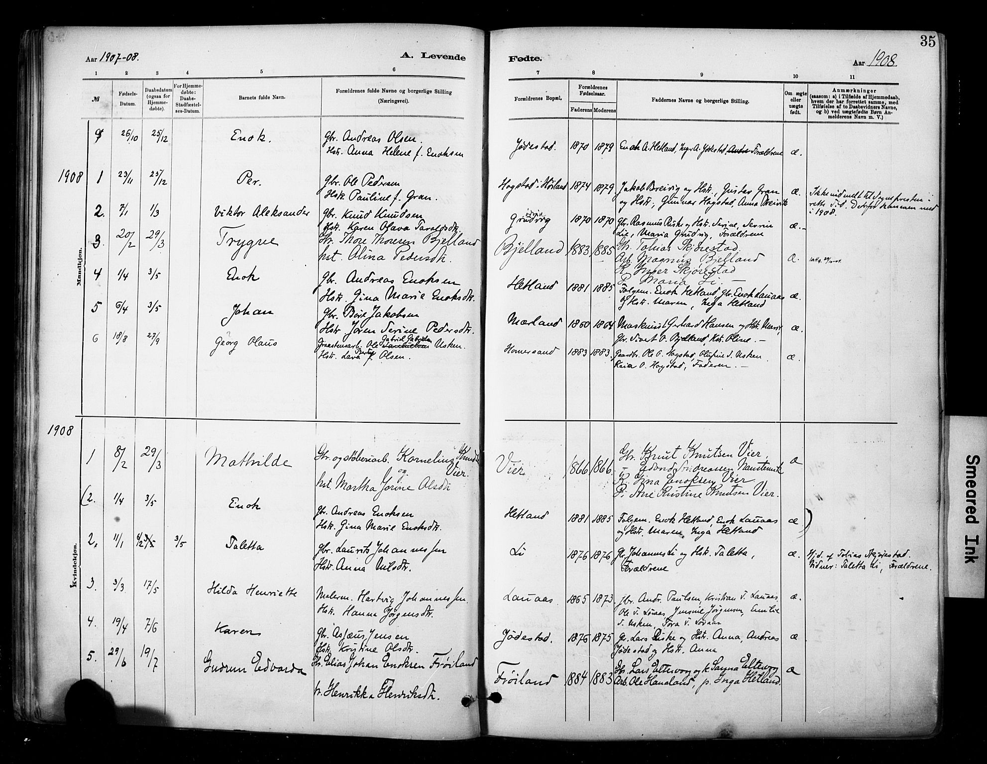 Hetland sokneprestkontor, SAST/A-101826/30/30BA/L0010: Parish register (official) no. A 10, 1882-1925, p. 35
