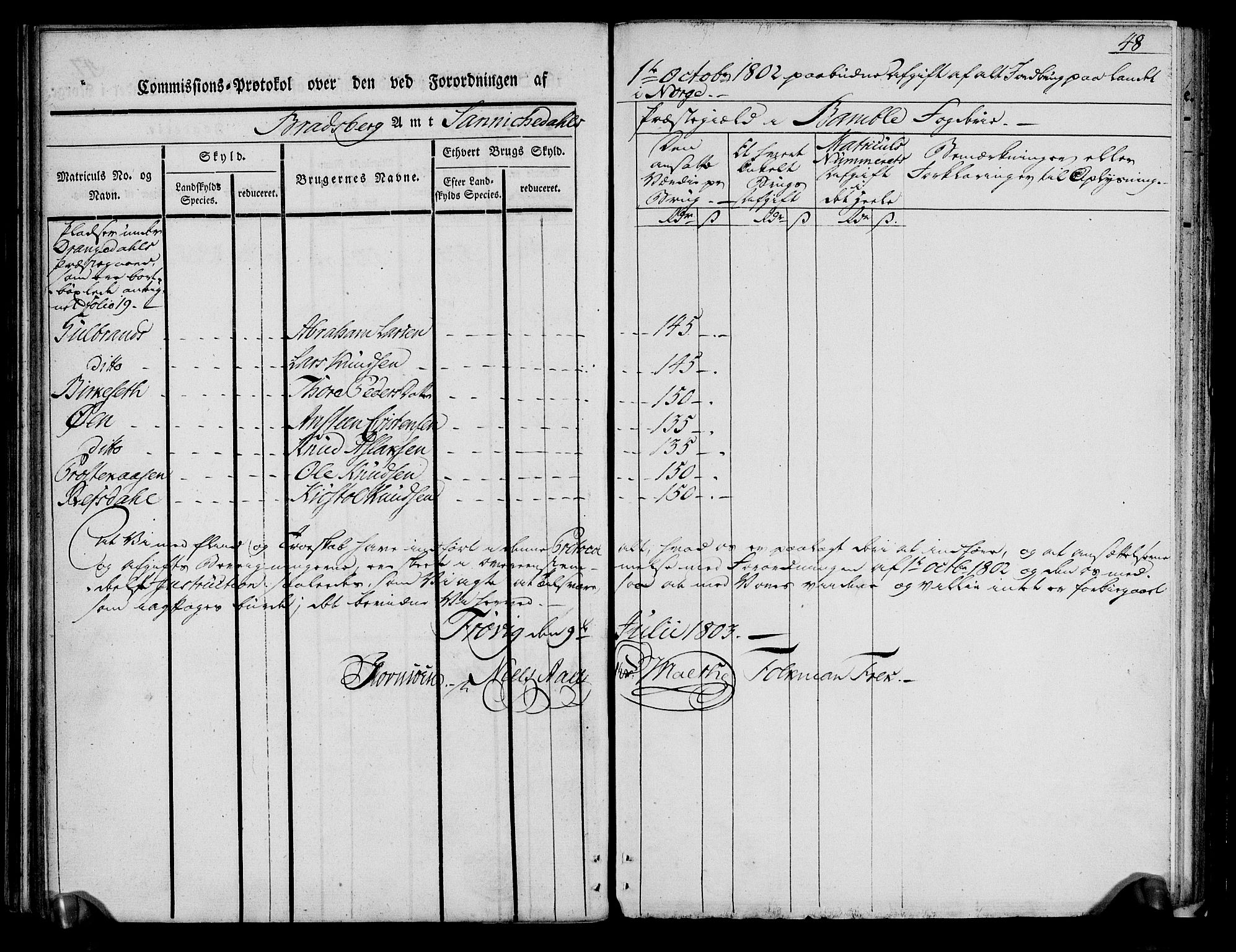 Rentekammeret inntil 1814, Realistisk ordnet avdeling, AV/RA-EA-4070/N/Ne/Nea/L0068: og 0069: Nedre Telemarken og Bamble fogderi. Kommisjonsprotokoll for Drangedal, Sannidal, Bamble og Eidanger prestegjeld., 1803, p. 53