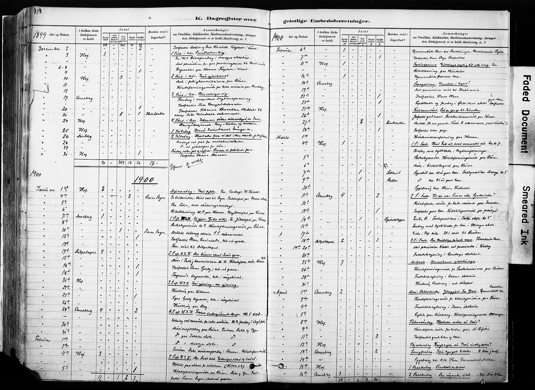 Hof prestekontor, SAH/PREST-038/H/Ha/Haa/L0010: Parish register (official) no. 10, 1878-1909, p. 373