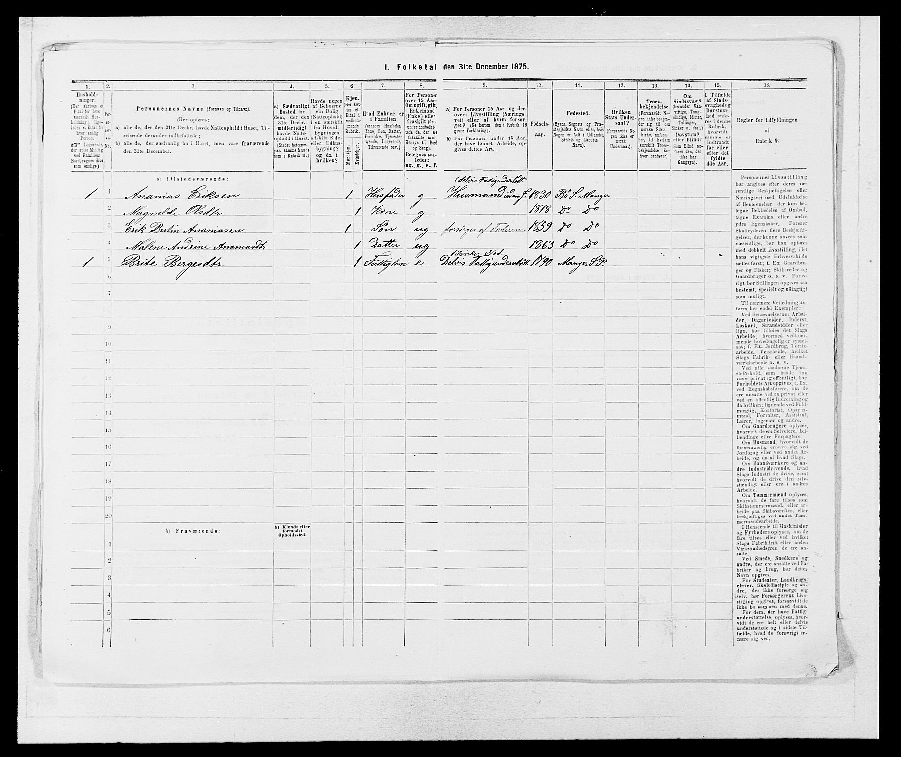 SAB, 1875 census for 1261P Manger, 1875, p. 390