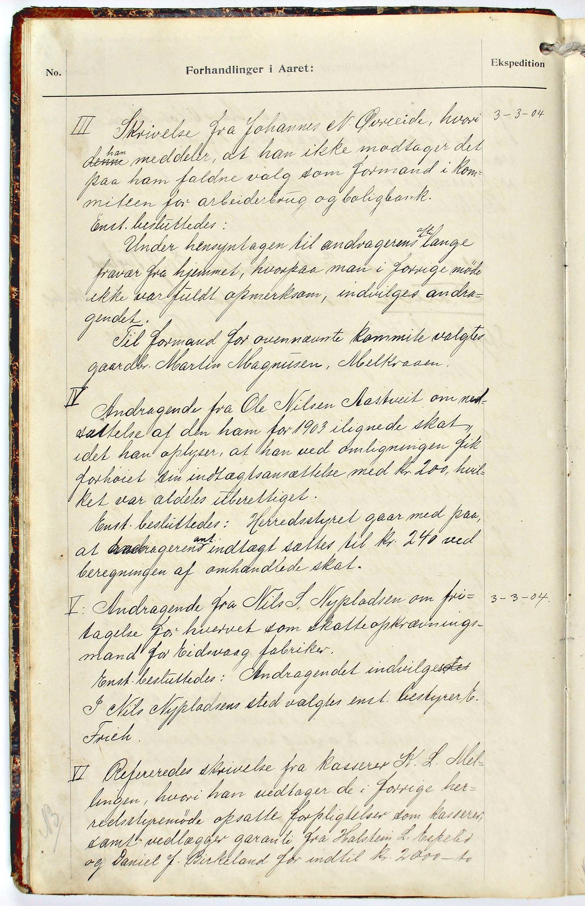 Åsane kommune. Formannskapet, BBA/A-1252/A, 1904-1909, p. 4b