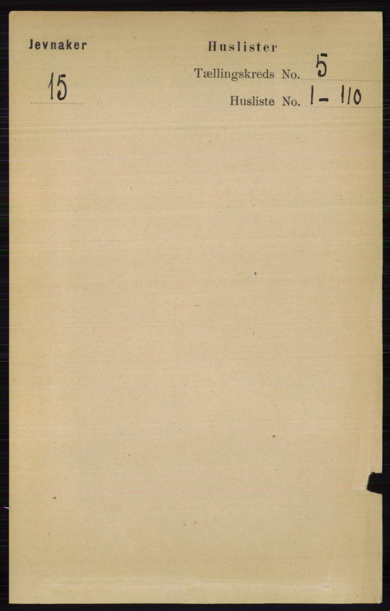 RA, 1891 census for 0532 Jevnaker, 1891, p. 2326