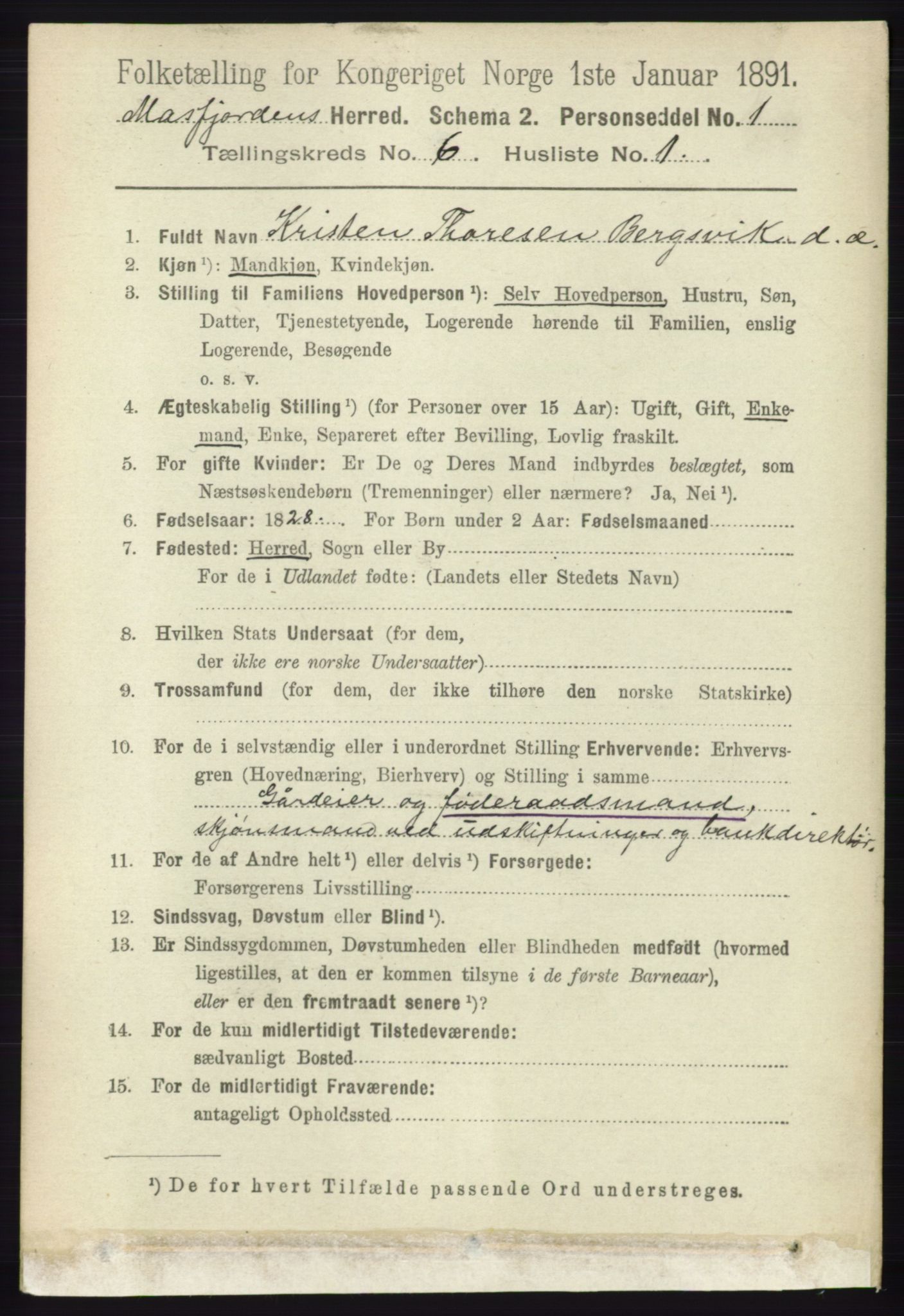 RA, 1891 census for 1266 Masfjorden, 1891, p. 952