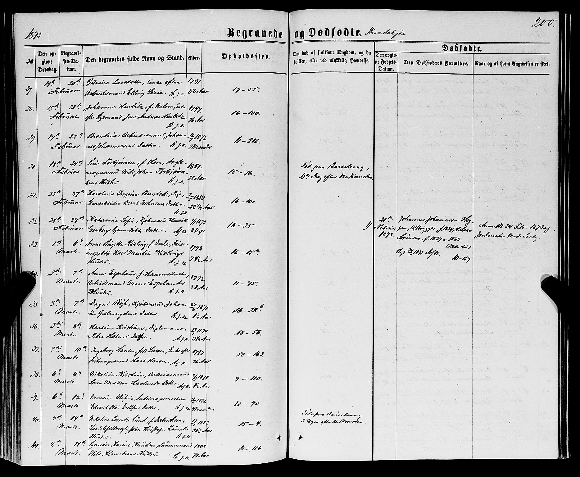 Domkirken sokneprestembete, AV/SAB-A-74801/H/Haa/L0042: Parish register (official) no. E 3, 1863-1876, p. 200