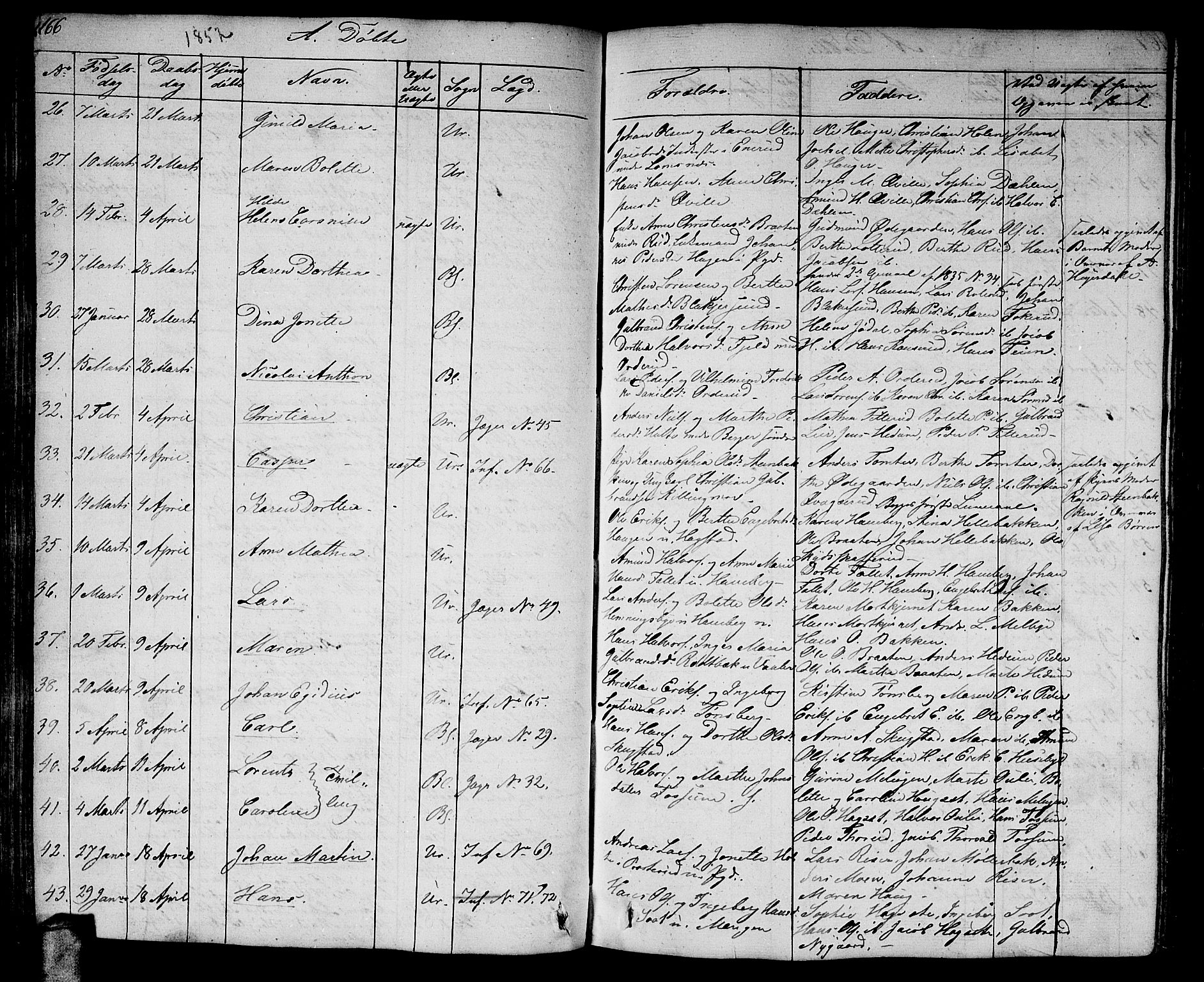 Aurskog prestekontor Kirkebøker, AV/SAO-A-10304a/G/Ga/L0002: Parish register (copy) no. I 2, 1829-1857, p. 166