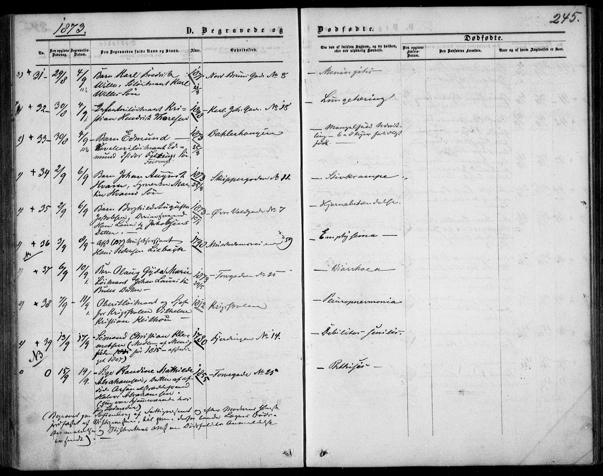 Garnisonsmenigheten Kirkebøker, AV/SAO-A-10846/F/Fa/L0011: Parish register (official) no. 11, 1870-1880, p. 245