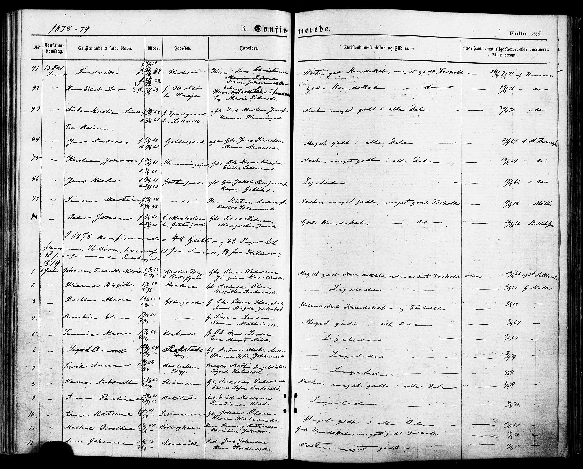 Lenvik sokneprestembete, SATØ/S-1310/H/Ha/Haa/L0010kirke: Parish register (official) no. 10, 1873-1880, p. 125