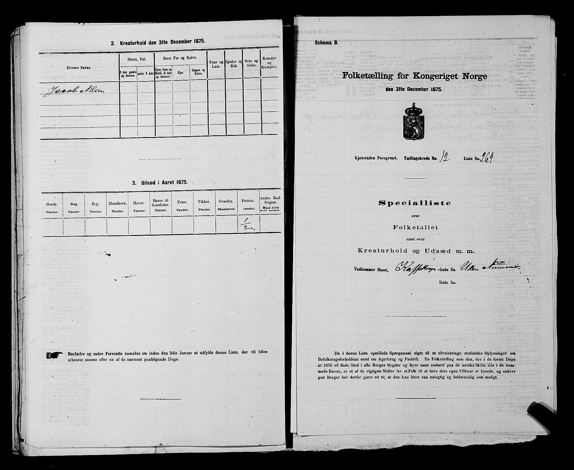 SAKO, 1875 census for 0805P Porsgrunn, 1875, p. 616