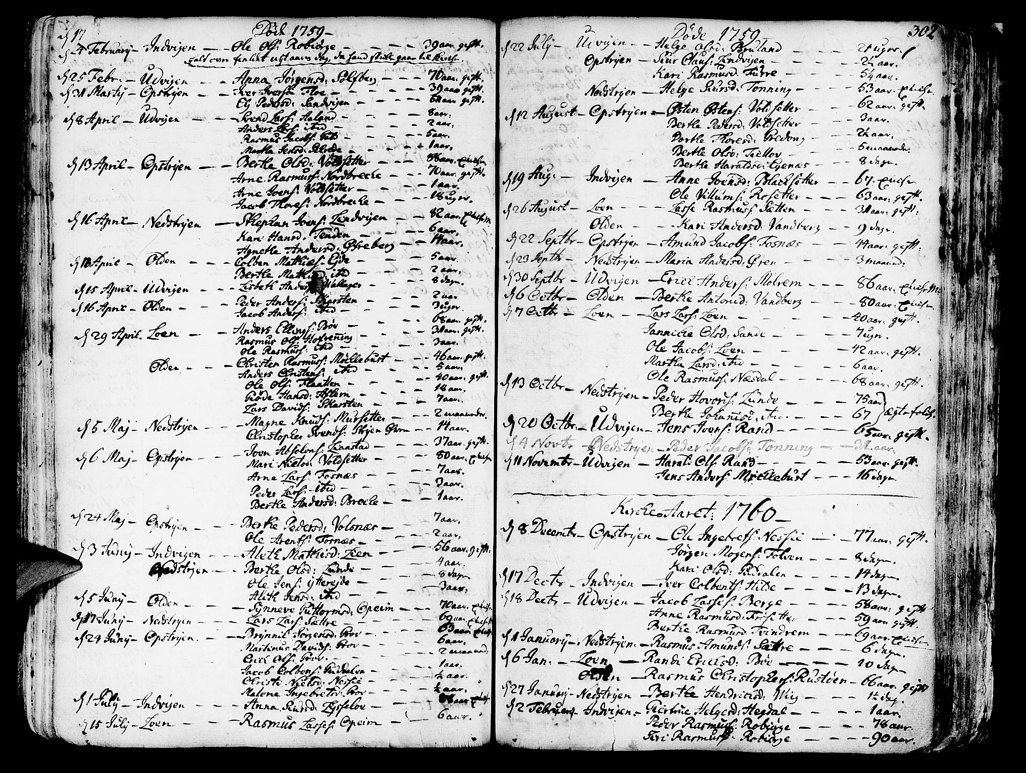 Innvik sokneprestembete, SAB/A-80501: Parish register (official) no. A 1, 1750-1816, p. 302