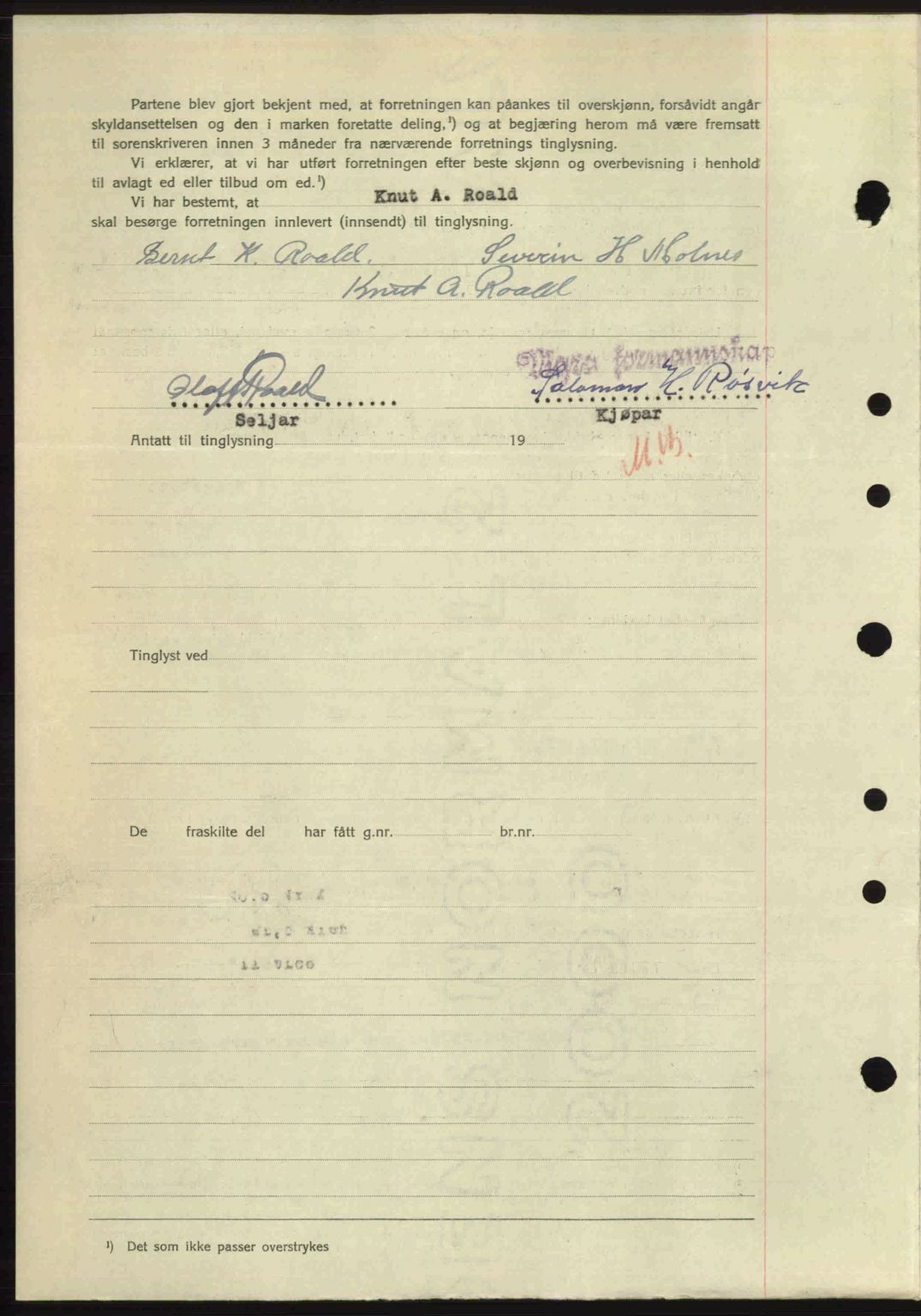 Nordre Sunnmøre sorenskriveri, AV/SAT-A-0006/1/2/2C/2Ca: Mortgage book no. A26, 1947-1948, Diary no: : 2109/1947