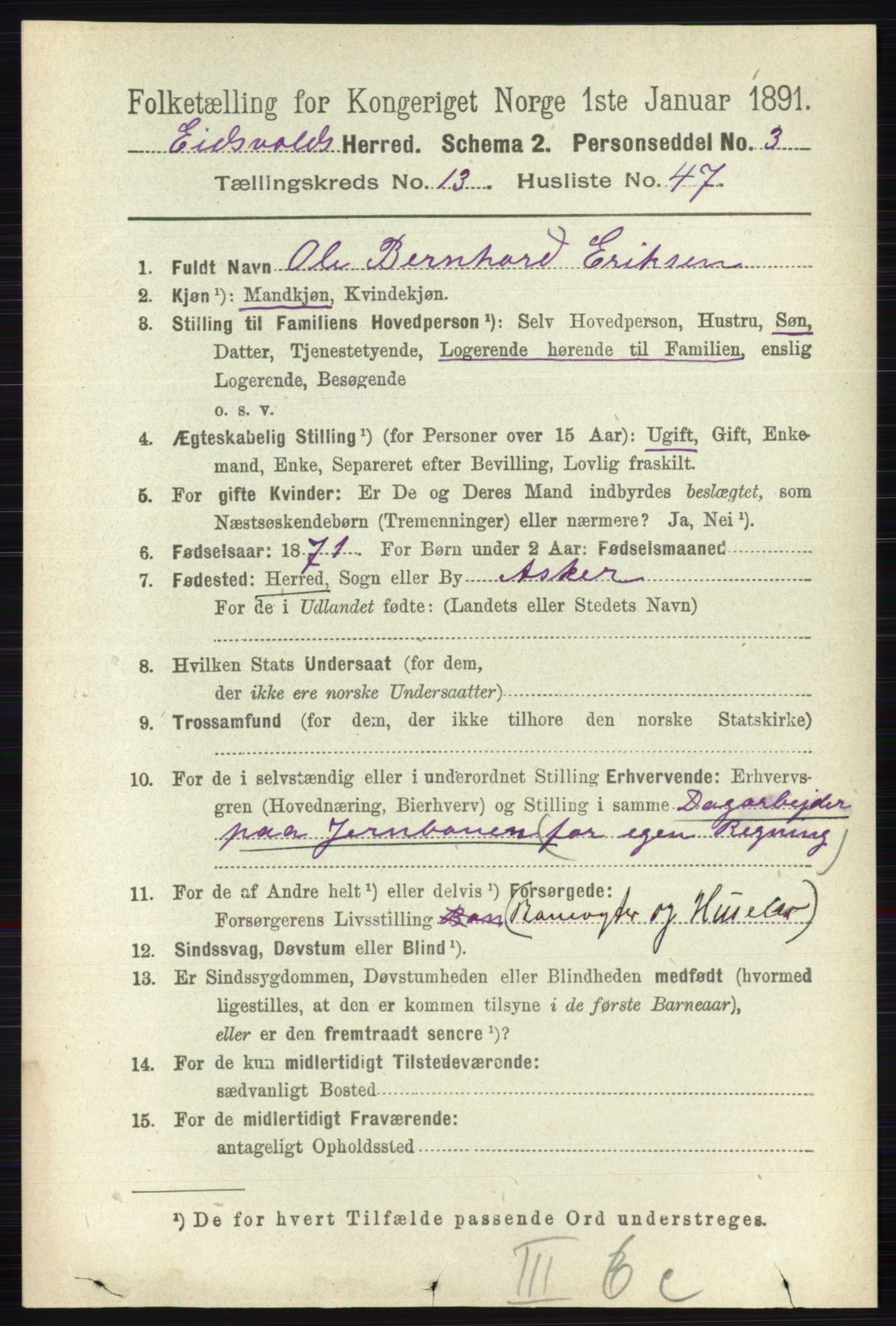 RA, 1891 census for 0237 Eidsvoll, 1891, p. 9329