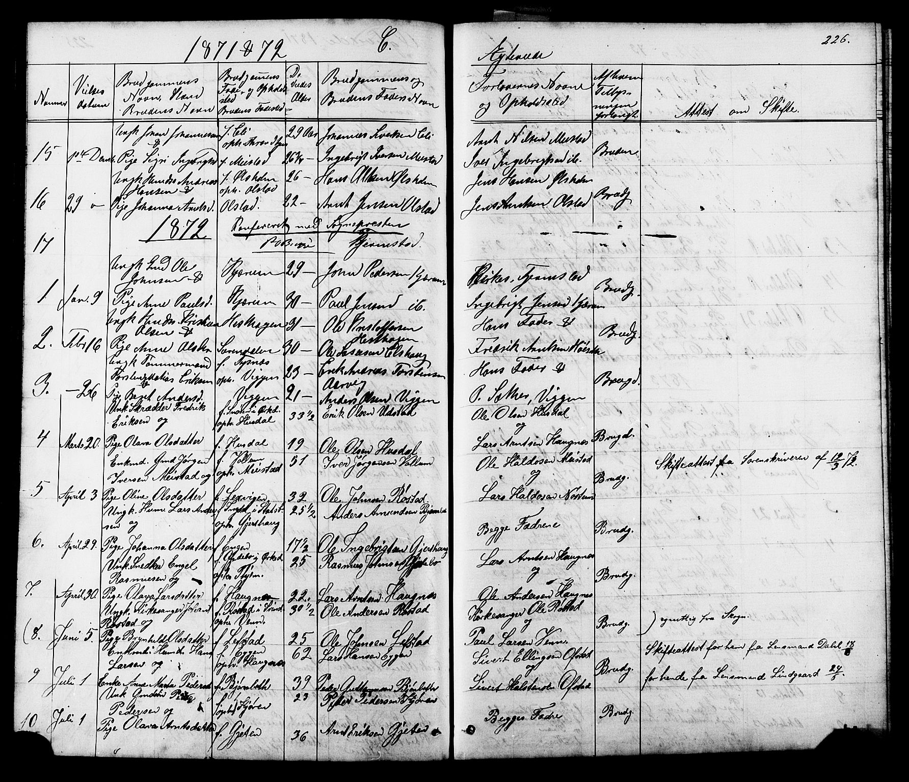 Ministerialprotokoller, klokkerbøker og fødselsregistre - Sør-Trøndelag, SAT/A-1456/665/L0777: Parish register (copy) no. 665C02, 1867-1915, p. 226