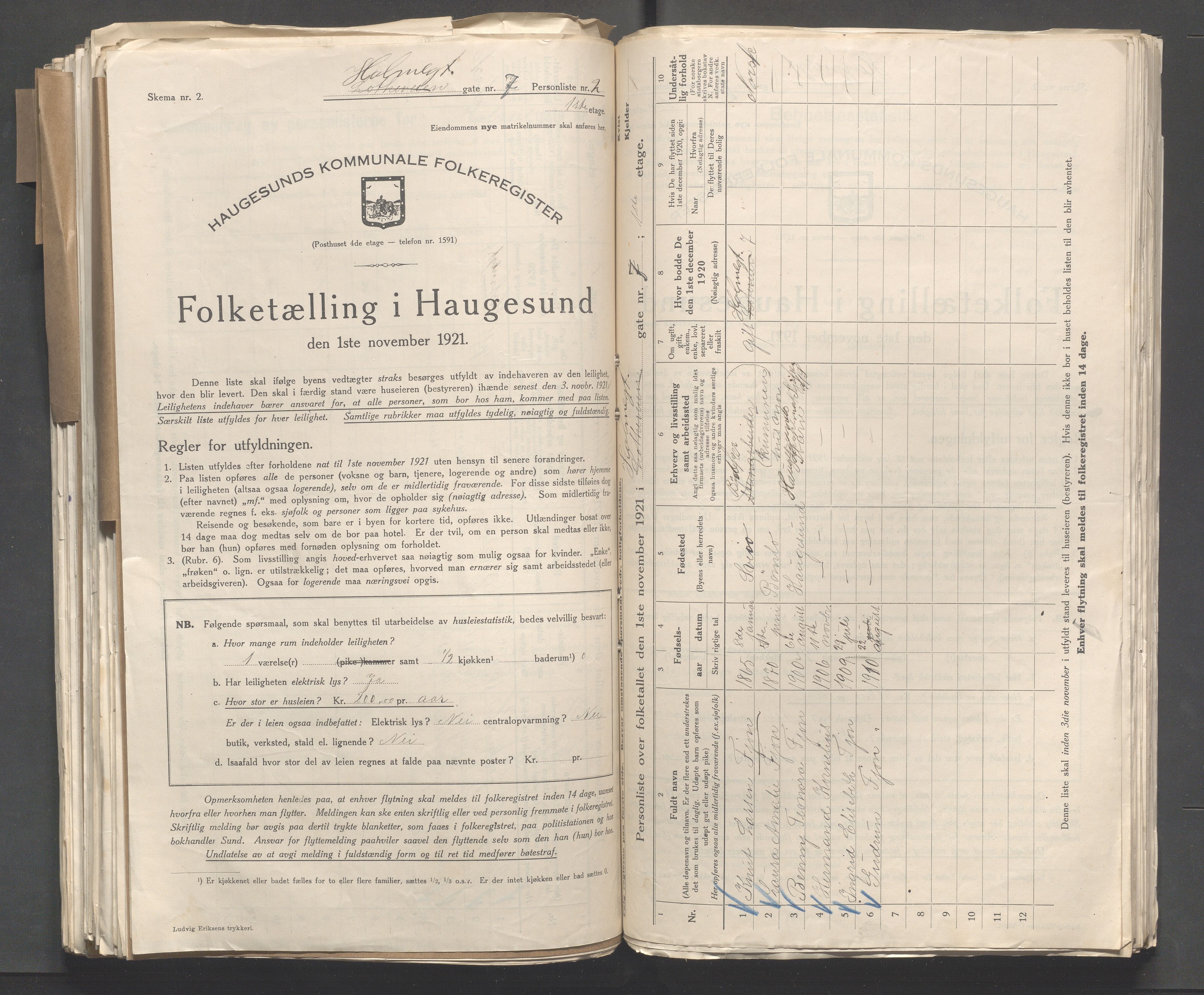 IKAR, Local census 1.11.1921 for Haugesund, 1921, p. 6122