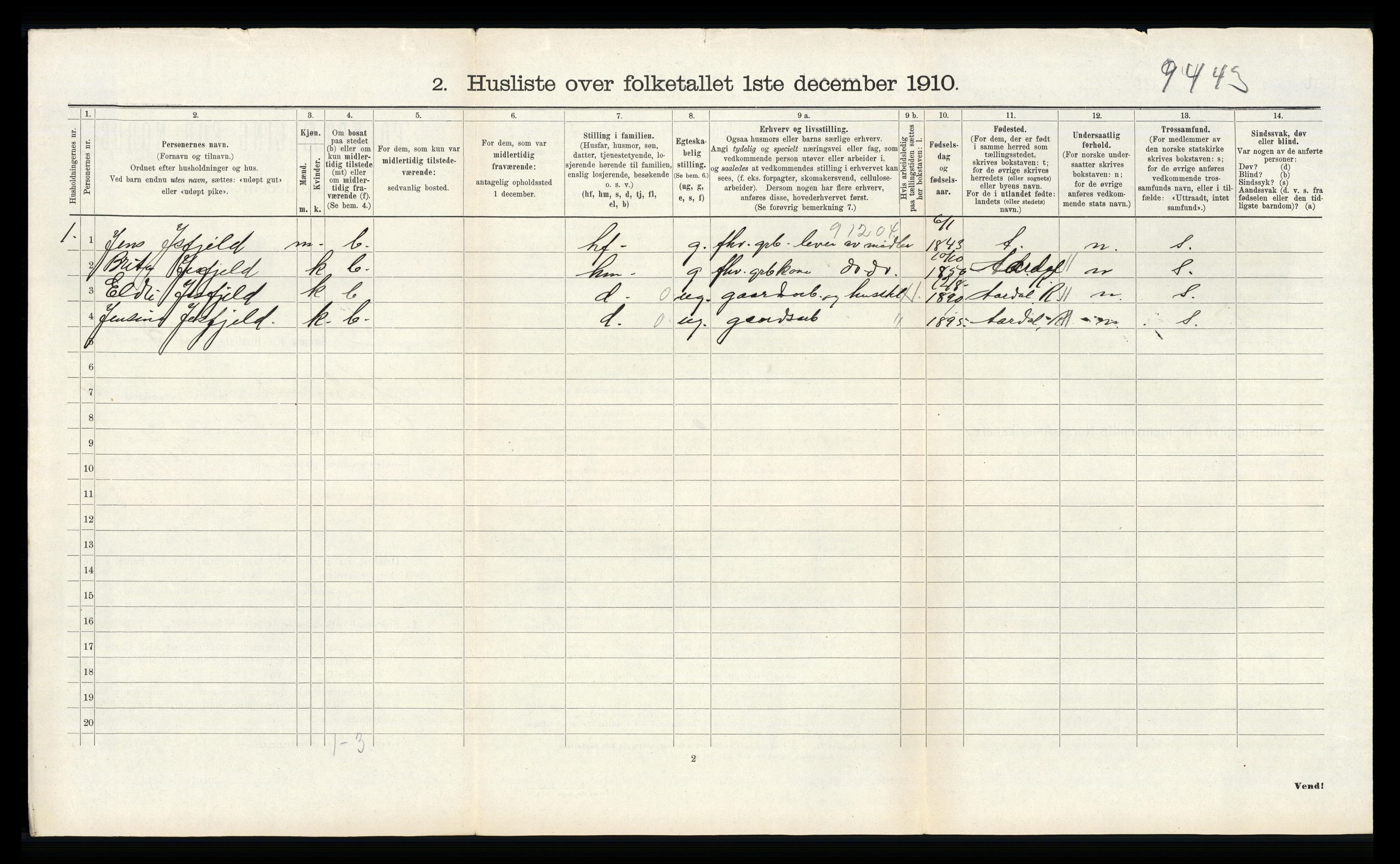 RA, 1910 census for Hjelmeland, 1910, p. 717