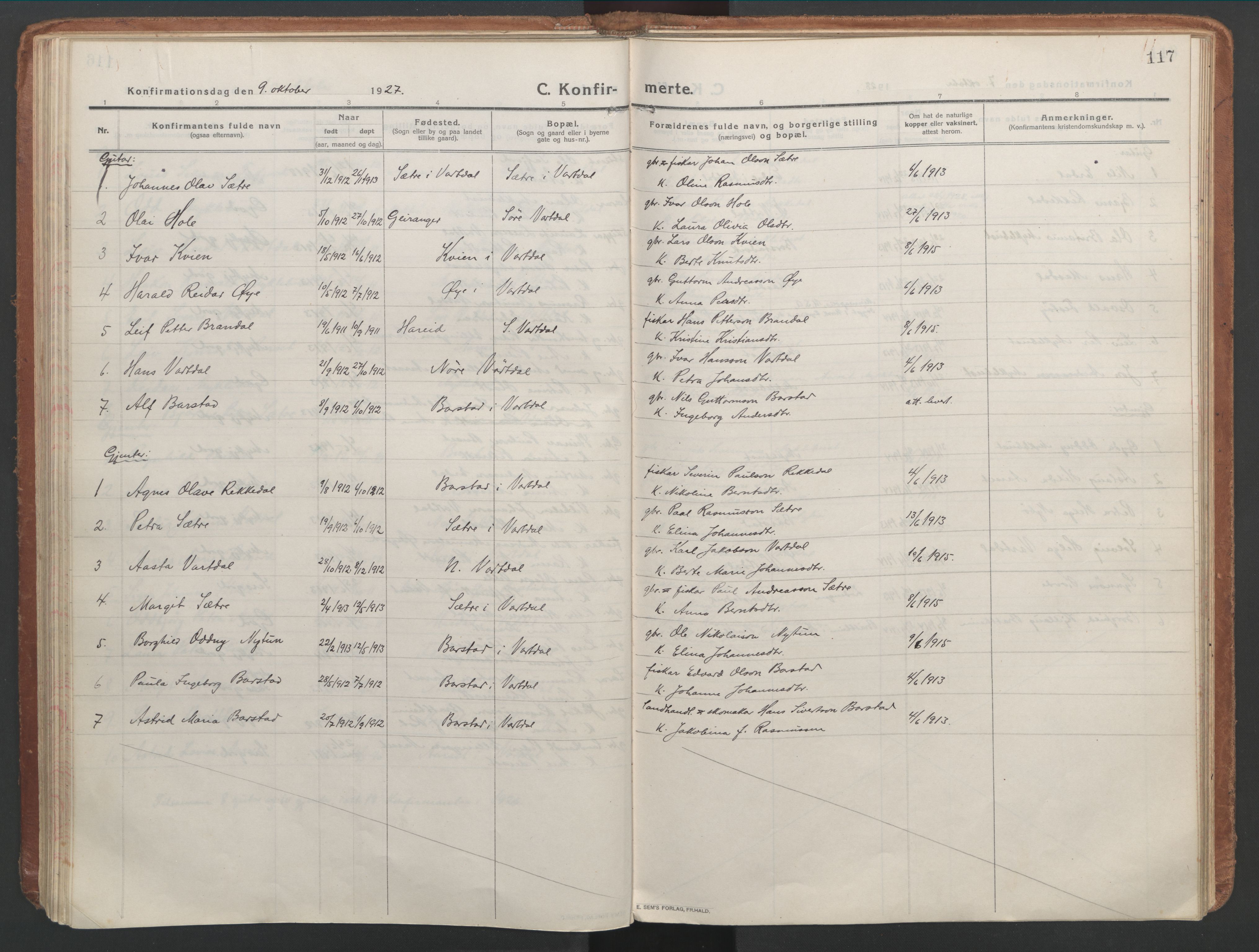 Ministerialprotokoller, klokkerbøker og fødselsregistre - Møre og Romsdal, AV/SAT-A-1454/514/L0200: Parish register (official) no. 514A02, 1913-1943, p. 117