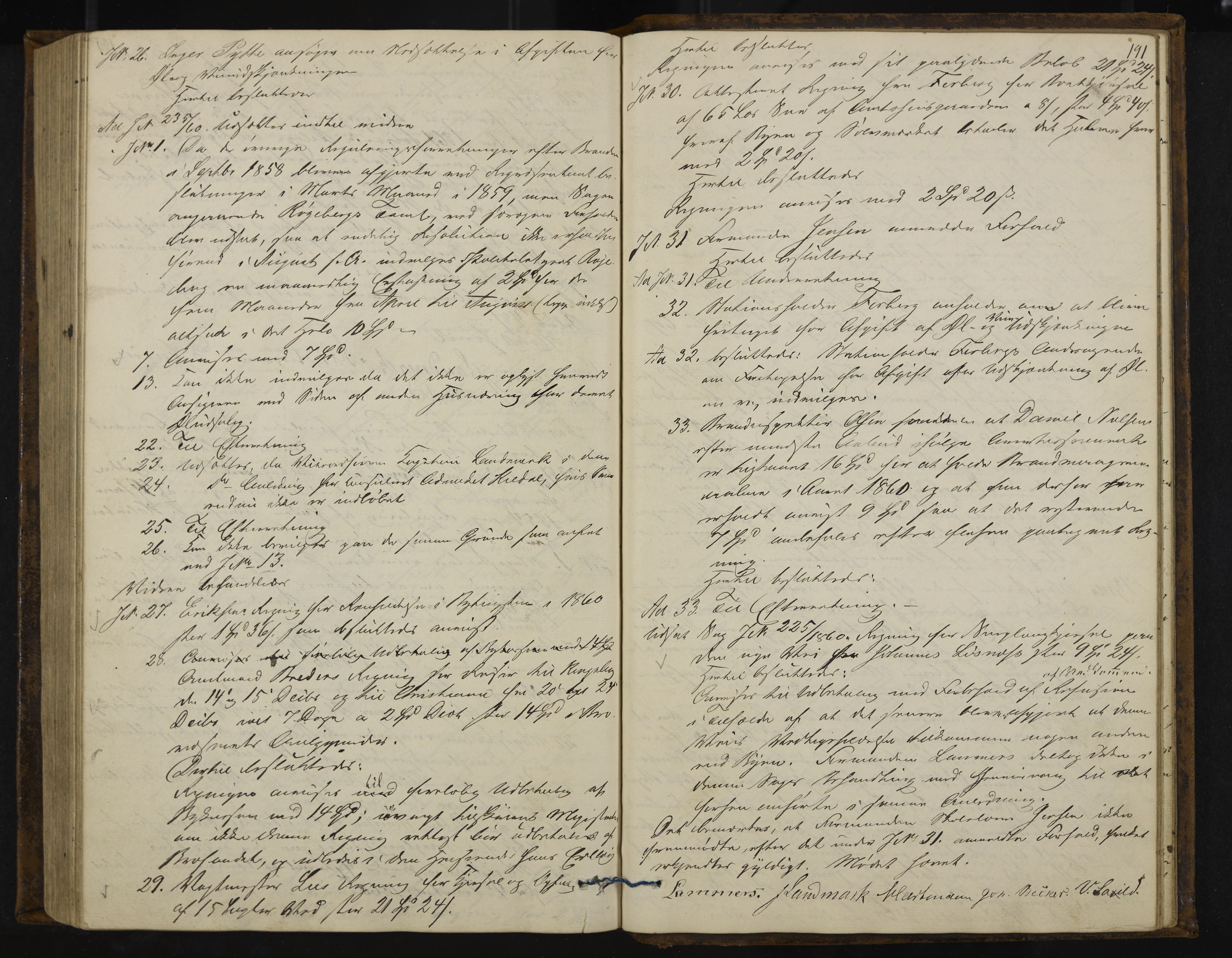 Kongsberg formannskap og sentraladministrasjon, IKAK/0604021-1/A/L0003: Møtebok med register, 1856-1861, p. 191