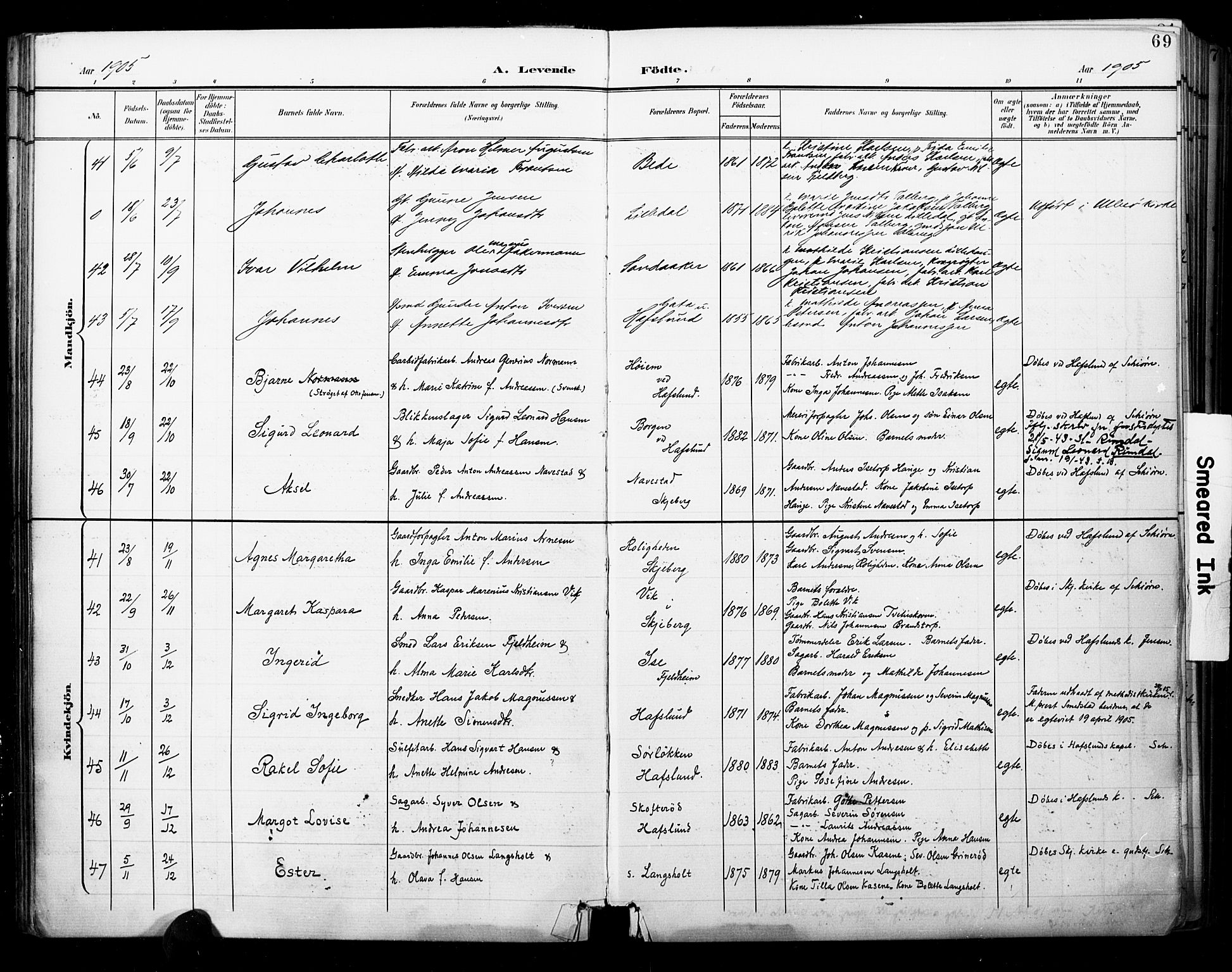 Skjeberg prestekontor Kirkebøker, SAO/A-10923/F/Fa/L0010: Parish register (official) no. I 10, 1898-1911, p. 69