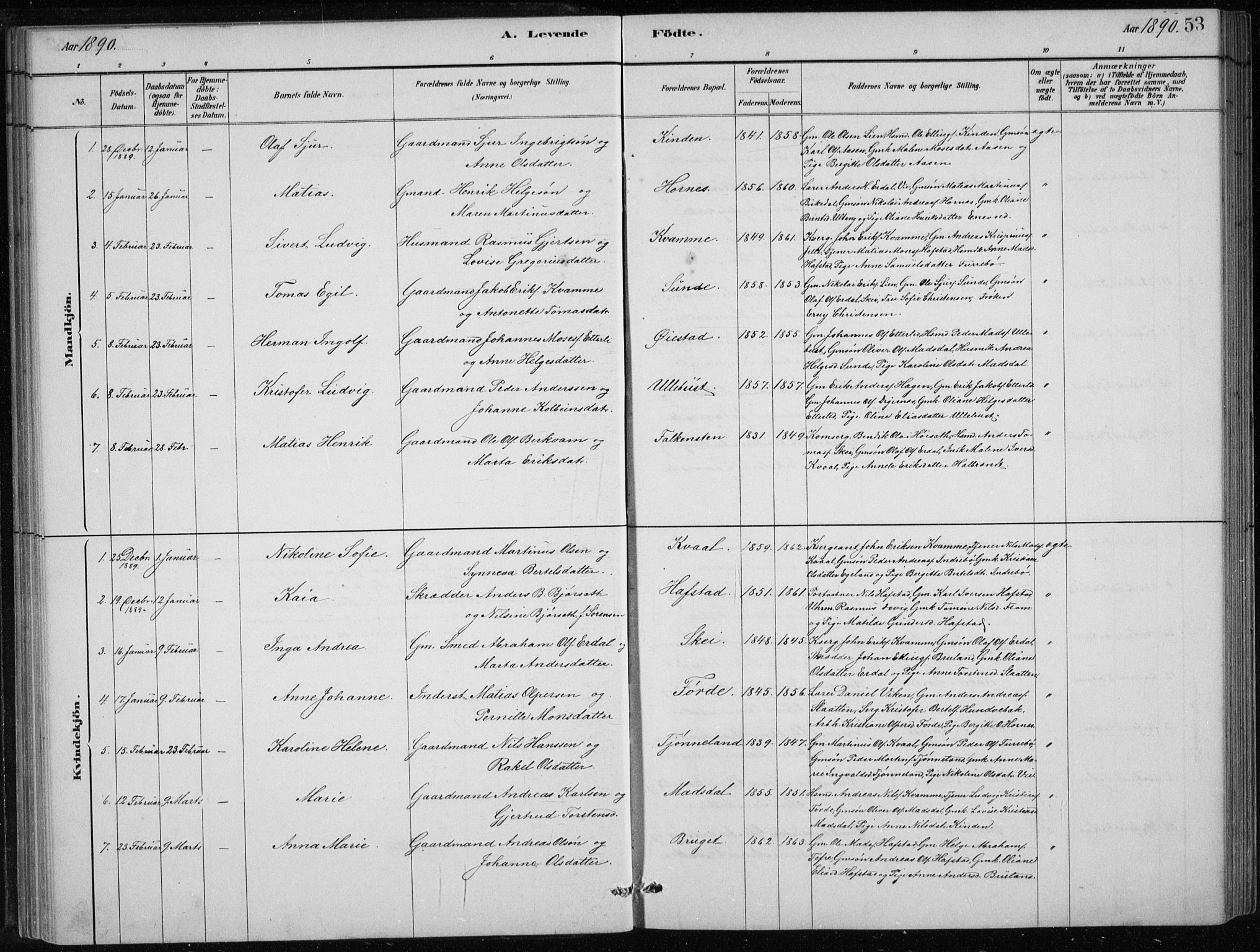 Førde sokneprestembete, SAB/A-79901/H/Hab/Haba/L0002: Parish register (copy) no. A 2, 1881-1898, p. 53