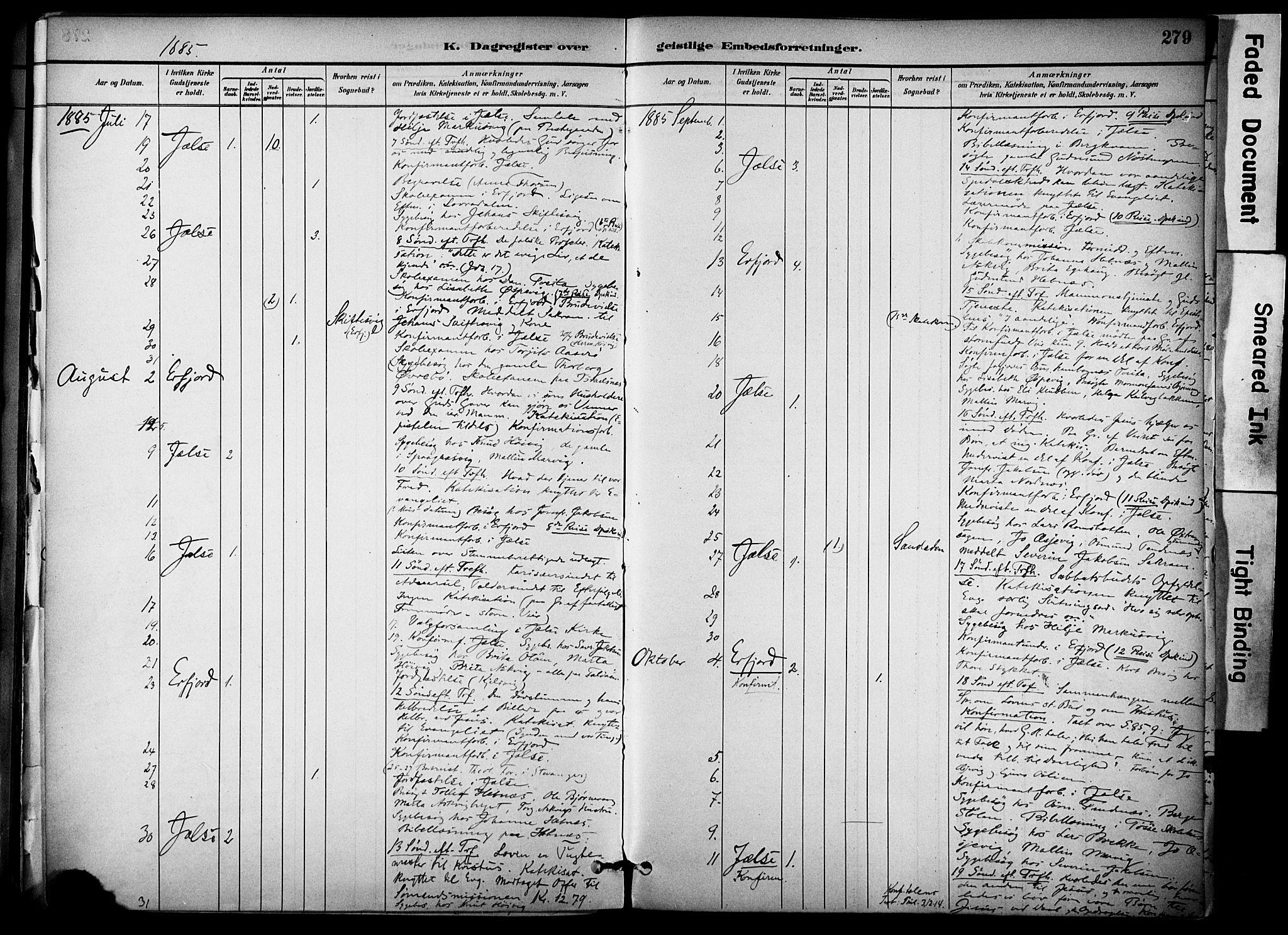 Jelsa sokneprestkontor, AV/SAST-A-101842/01/IV: Parish register (official) no. A 10, 1884-1906, p. 279