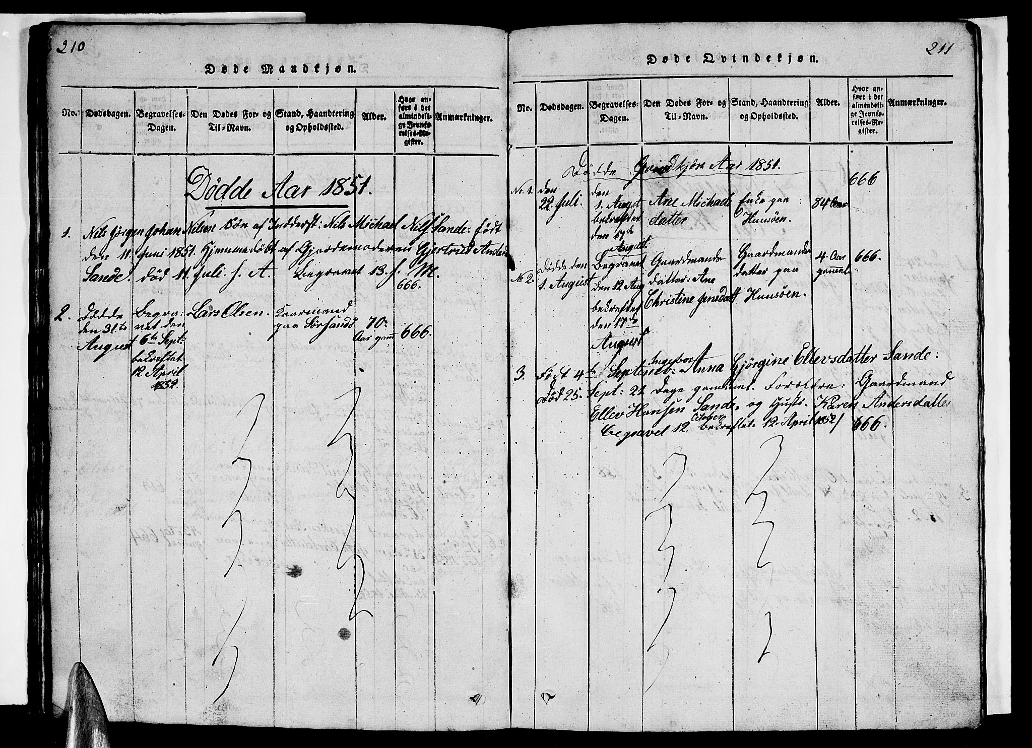 Ministerialprotokoller, klokkerbøker og fødselsregistre - Nordland, AV/SAT-A-1459/840/L0581: Parish register (copy) no. 840C01, 1820-1873, p. 210-211