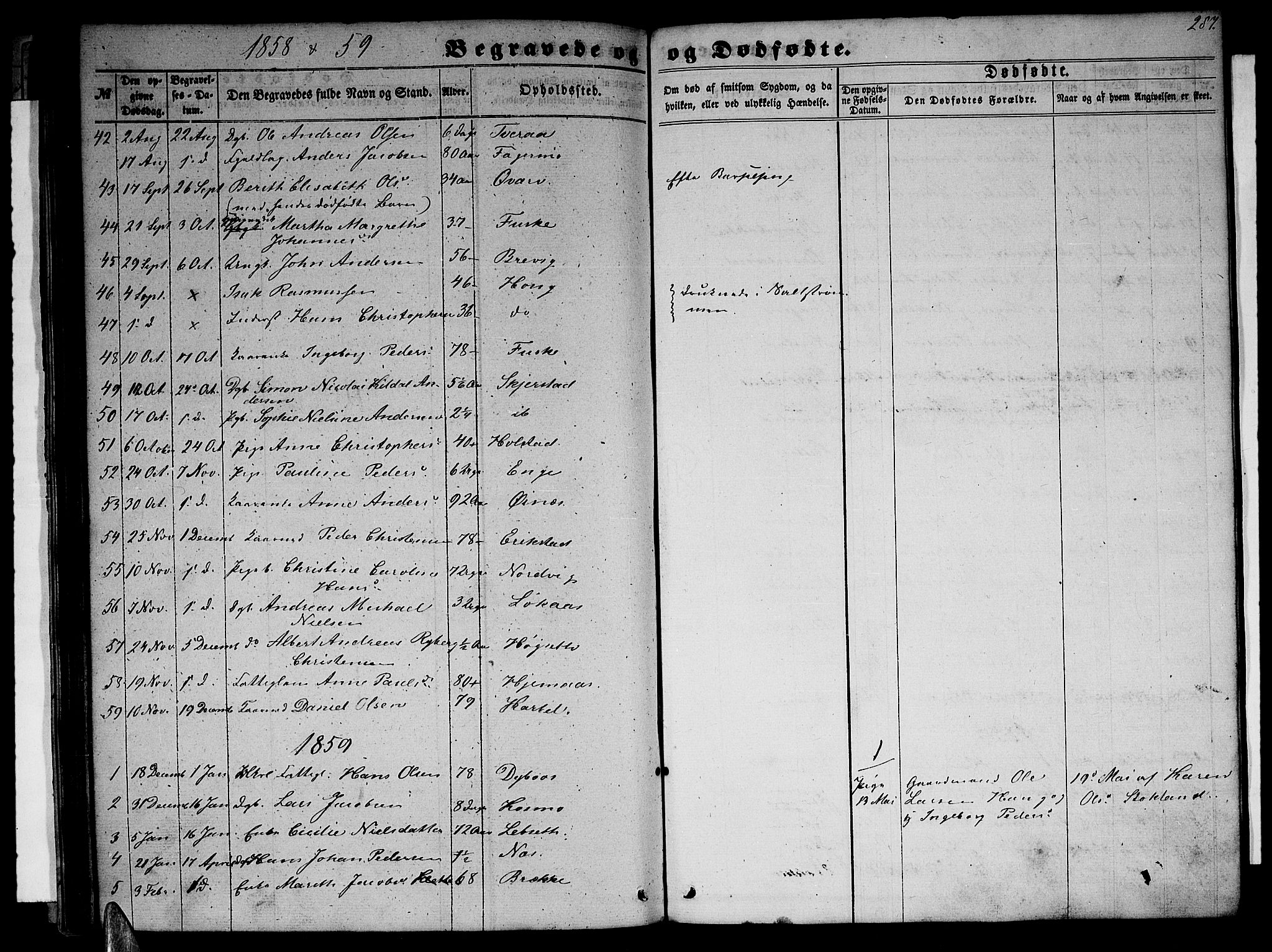 Ministerialprotokoller, klokkerbøker og fødselsregistre - Nordland, AV/SAT-A-1459/852/L0753: Parish register (copy) no. 852C04, 1856-1877, p. 287