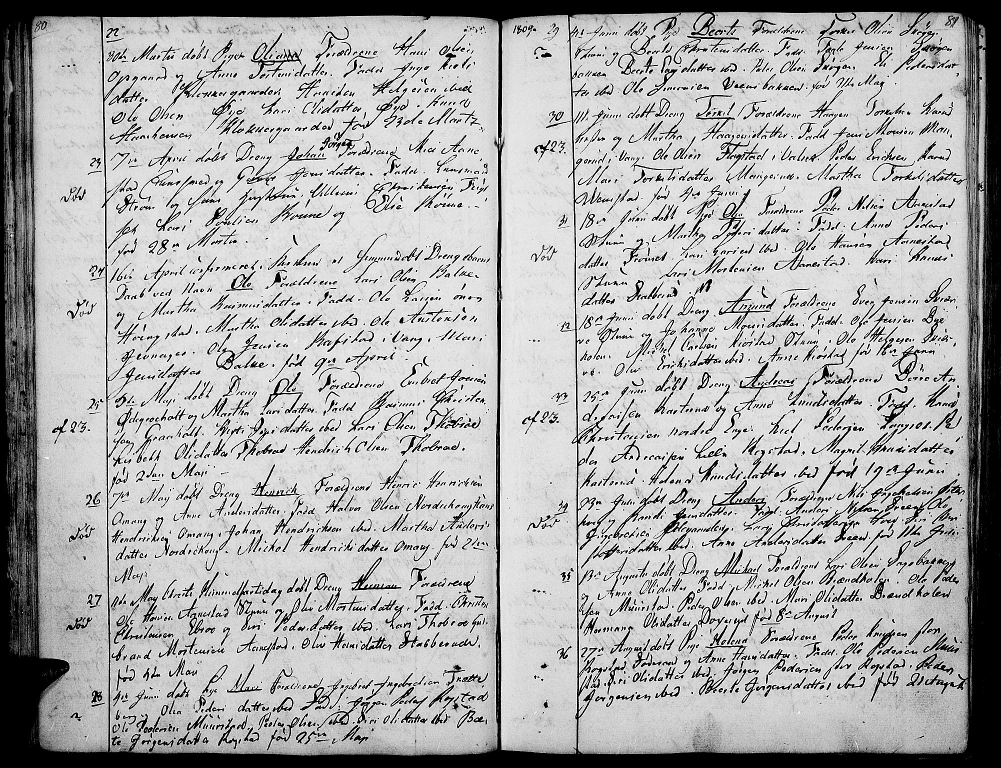 Løten prestekontor, AV/SAH-PREST-022/K/Ka/L0004: Parish register (official) no. 4, 1801-1814, p. 80-81