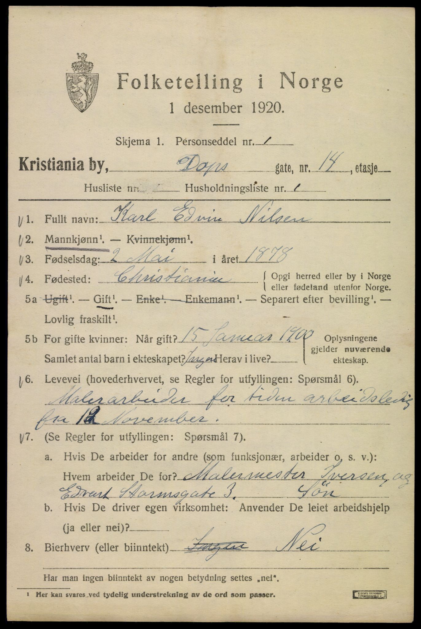 SAO, 1920 census for Kristiania, 1920, p. 199905