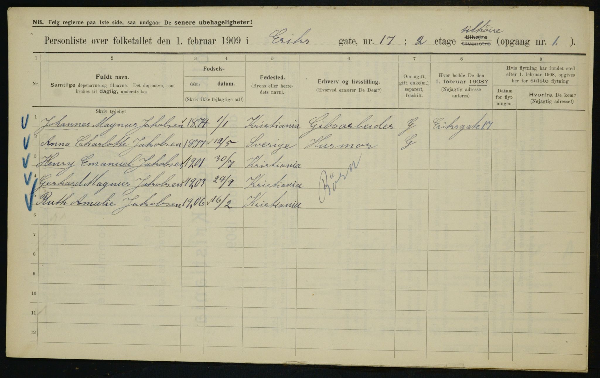 OBA, Municipal Census 1910 for Kristiania, 1910, p. 20650