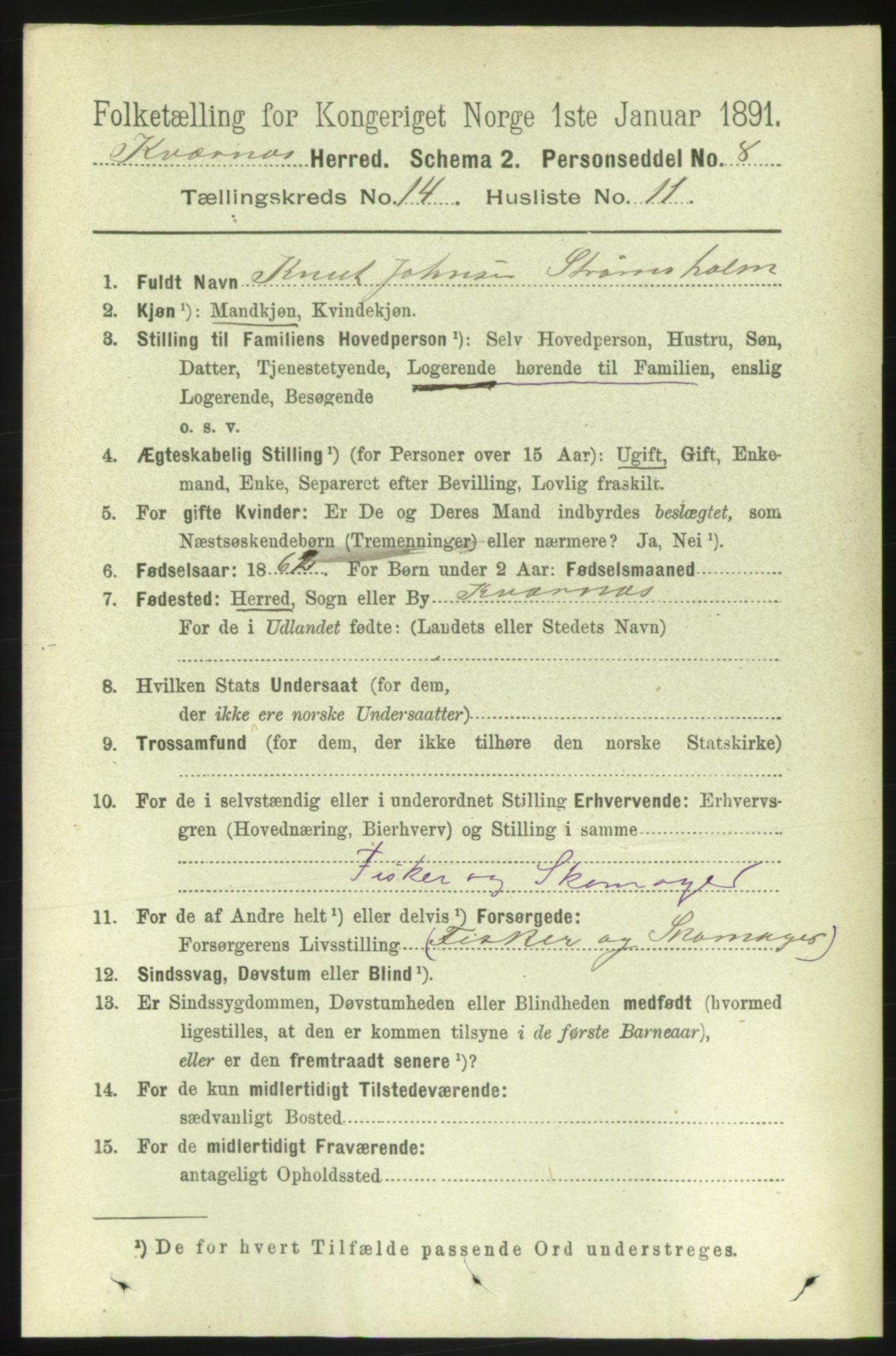 RA, 1891 census for 1553 Kvernes, 1891, p. 5796