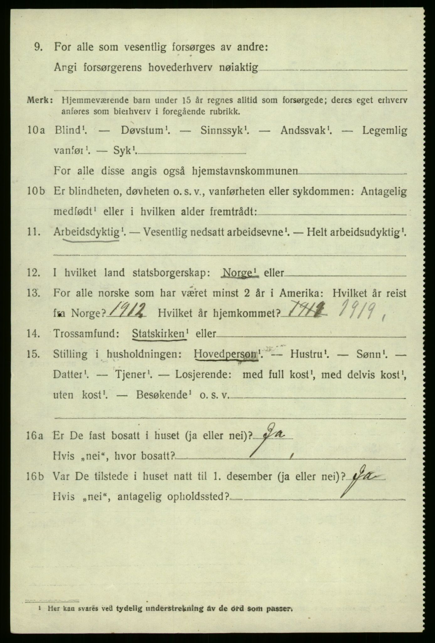 SAB, 1920 census for Jostedal, 1920, p. 1901