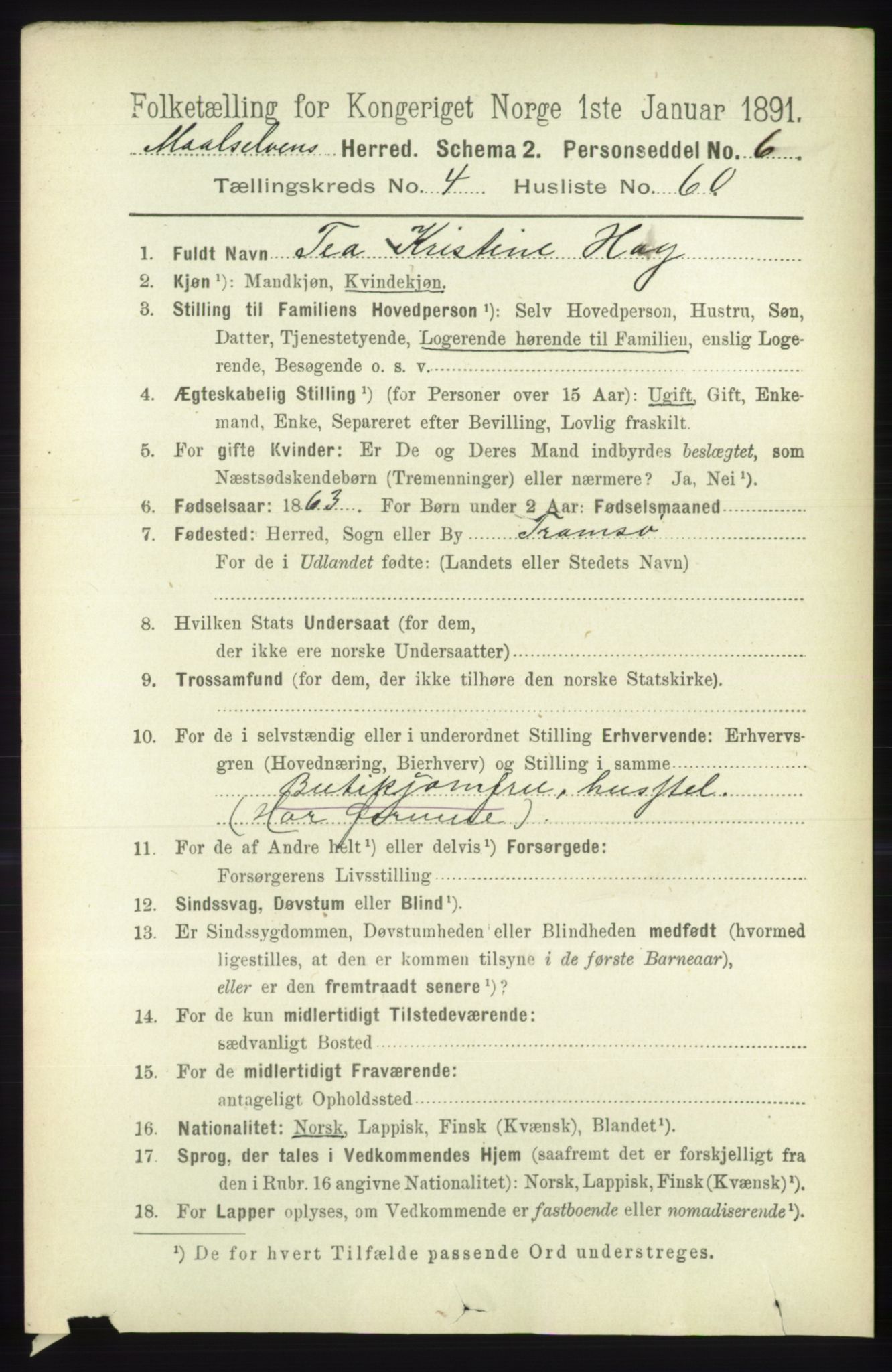 RA, 1891 census for 1924 Målselv, 1891, p. 1541