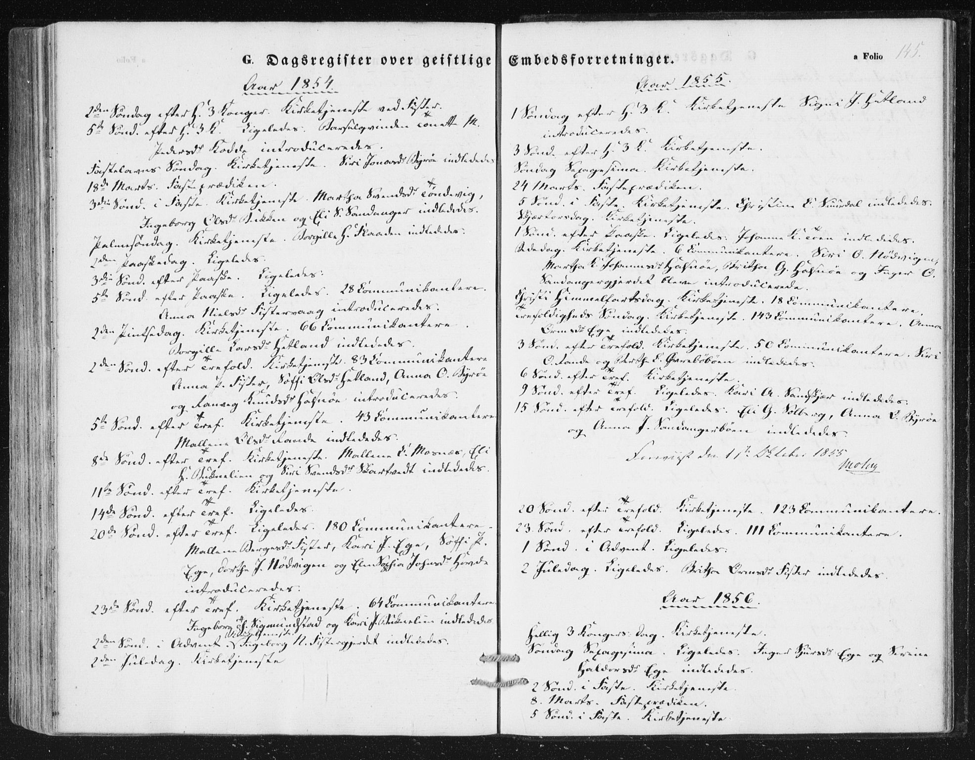 Hjelmeland sokneprestkontor, SAST/A-101843/01/IV/L0010: Parish register (official) no. A 10, 1851-1871, p. 145