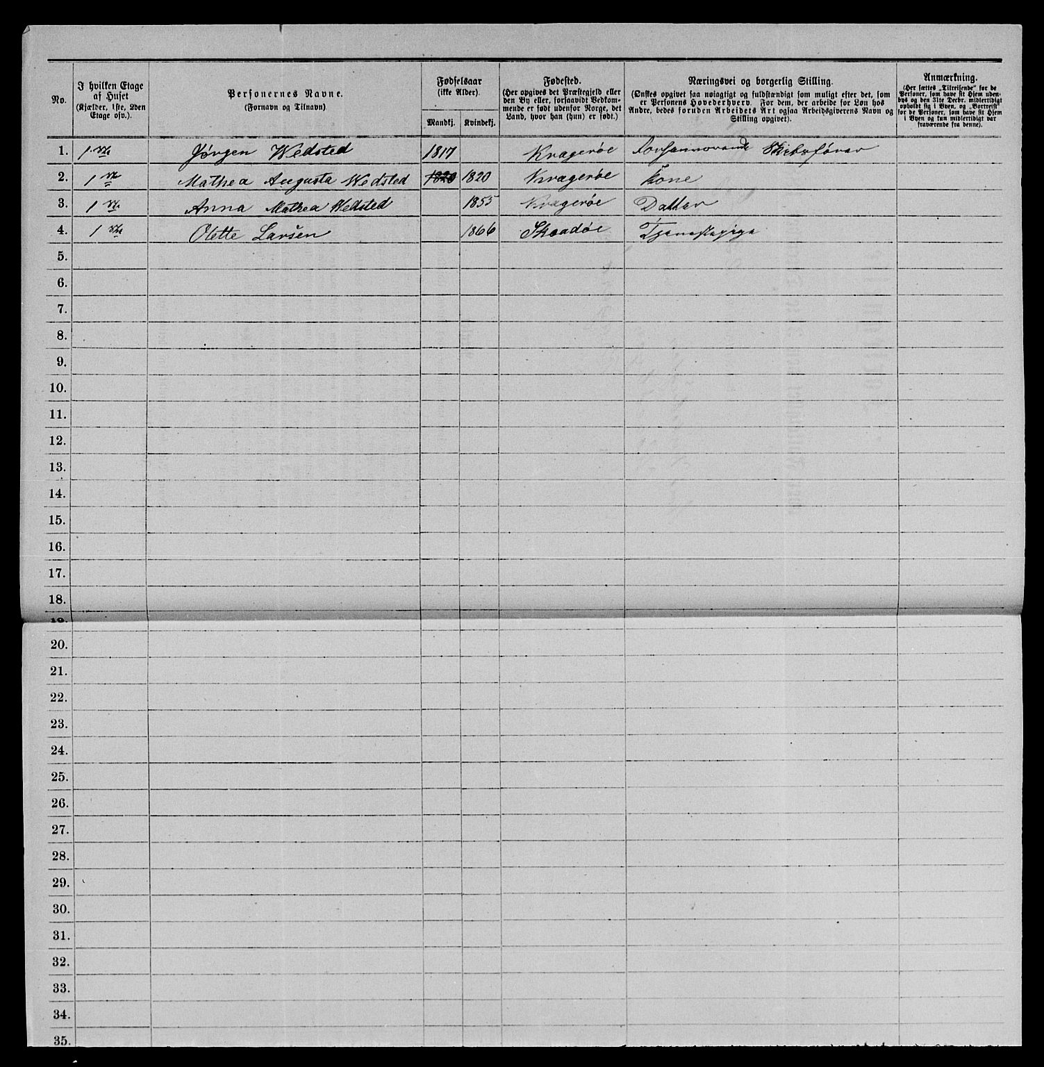 SAKO, 1885 census for 0801 Kragerø, 1885, p. 1474