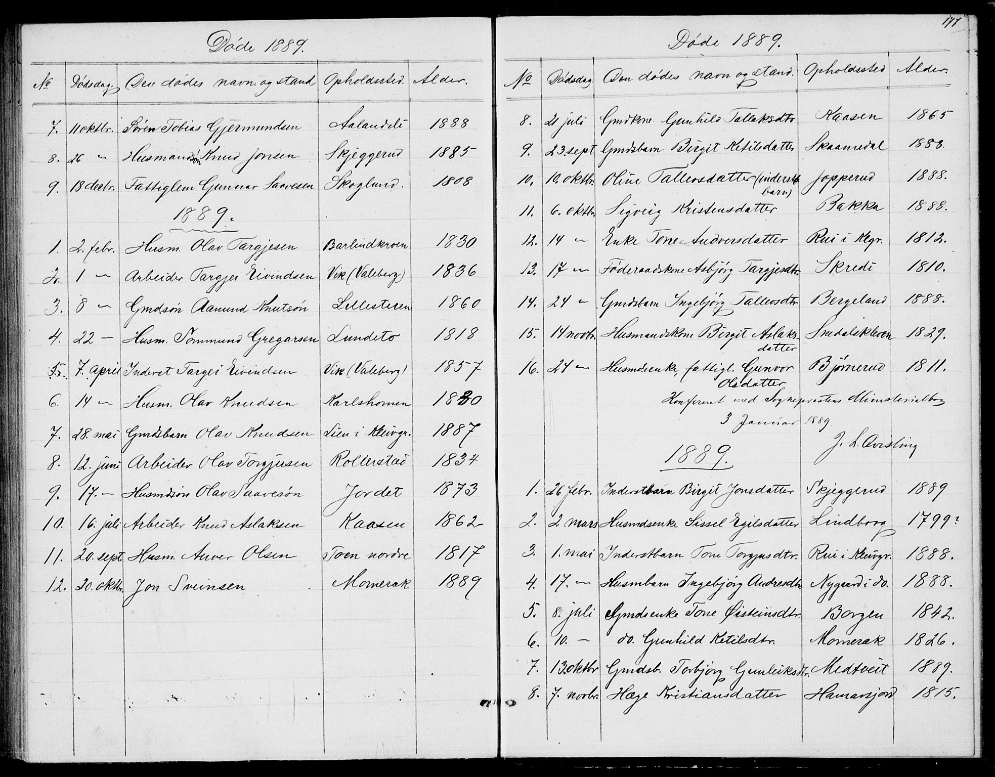 Fyresdal kirkebøker, SAKO/A-263/G/Ga/L0004: Parish register (copy) no. I 4, 1864-1892, p. 177