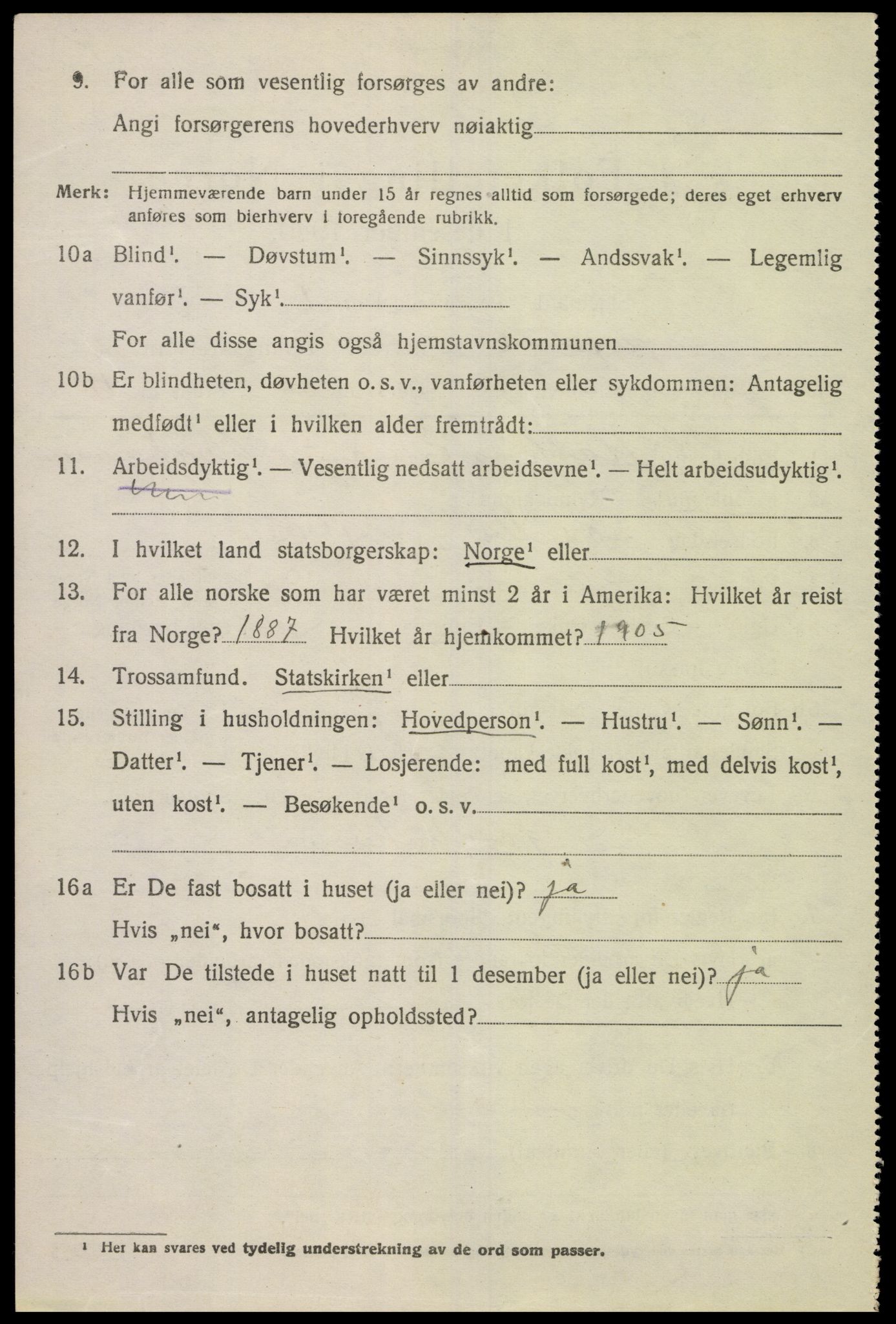 SAK, 1920 census for Lyngdal, 1920, p. 1734