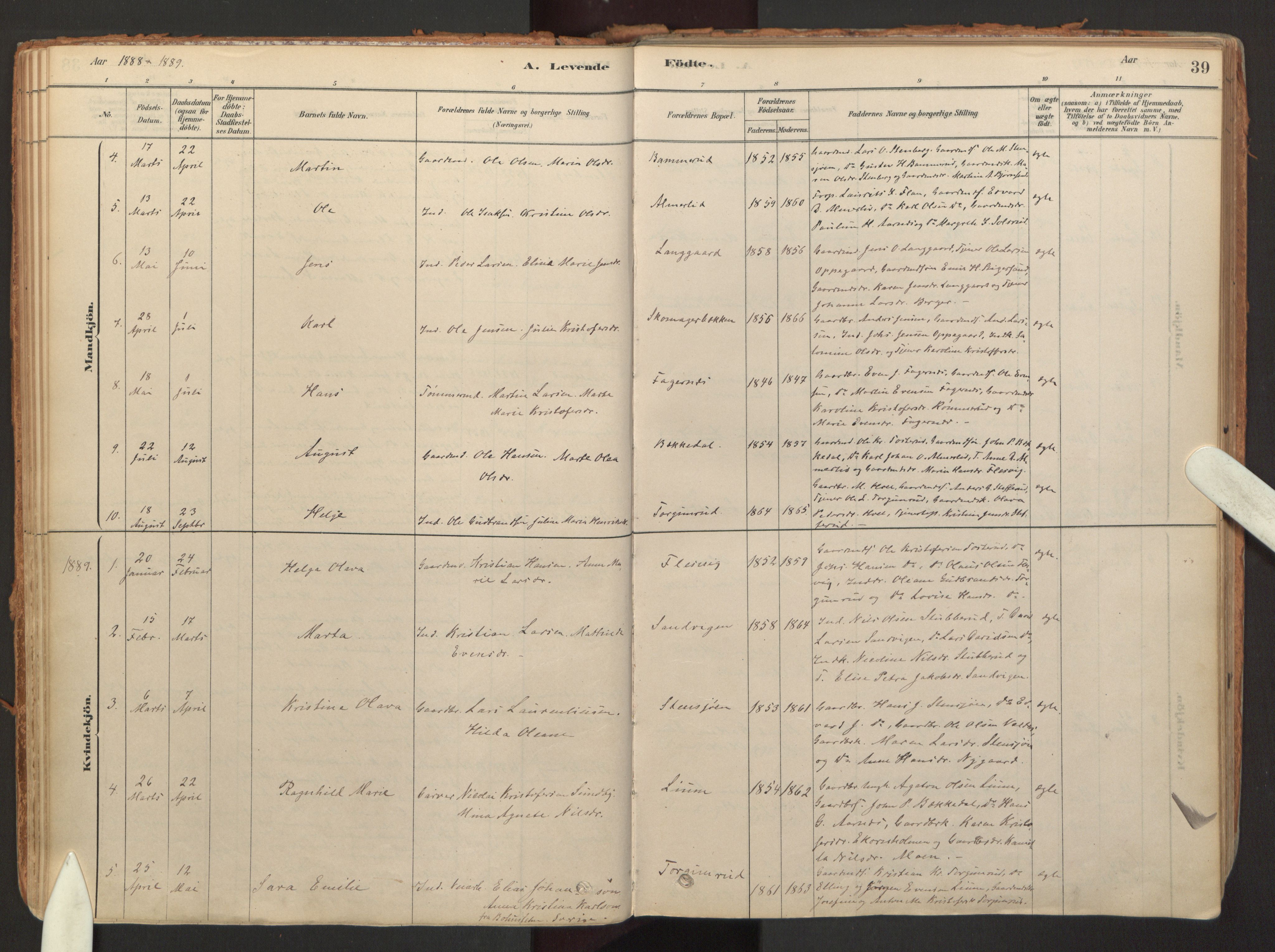 Hurdal prestekontor Kirkebøker, SAO/A-10889/F/Fb/L0003: Parish register (official) no. II 3, 1878-1920, p. 39