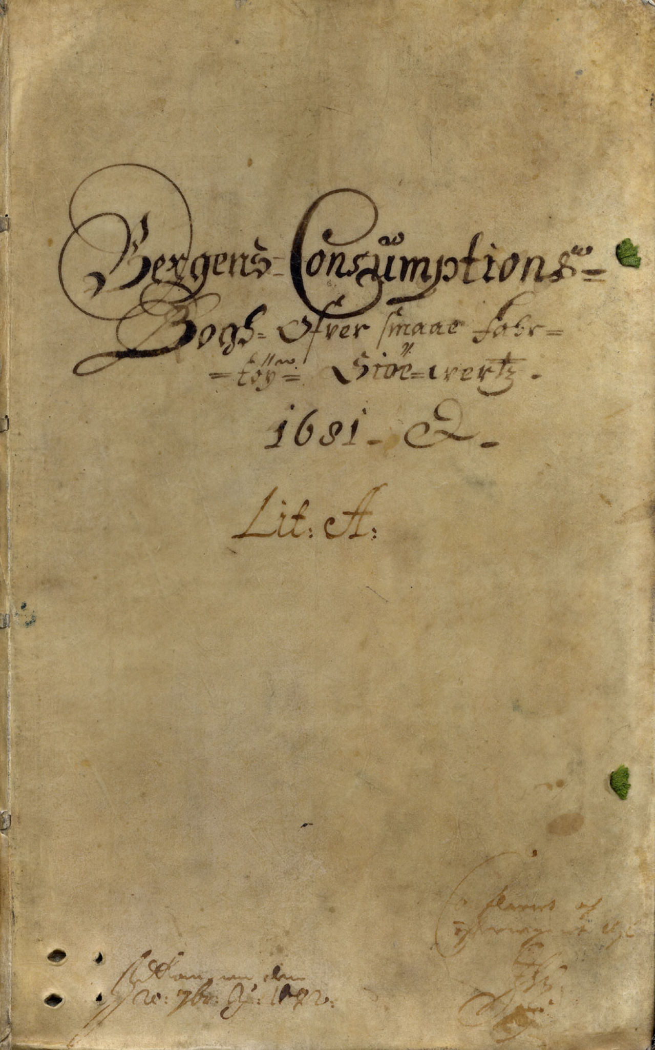 Rentekammeret inntil 1814, Reviderte regnskaper, Byregnskaper, AV/RA-EA-4066/R/Rp/L0469: [P93] Konsumpsjonsregnskap, 1681