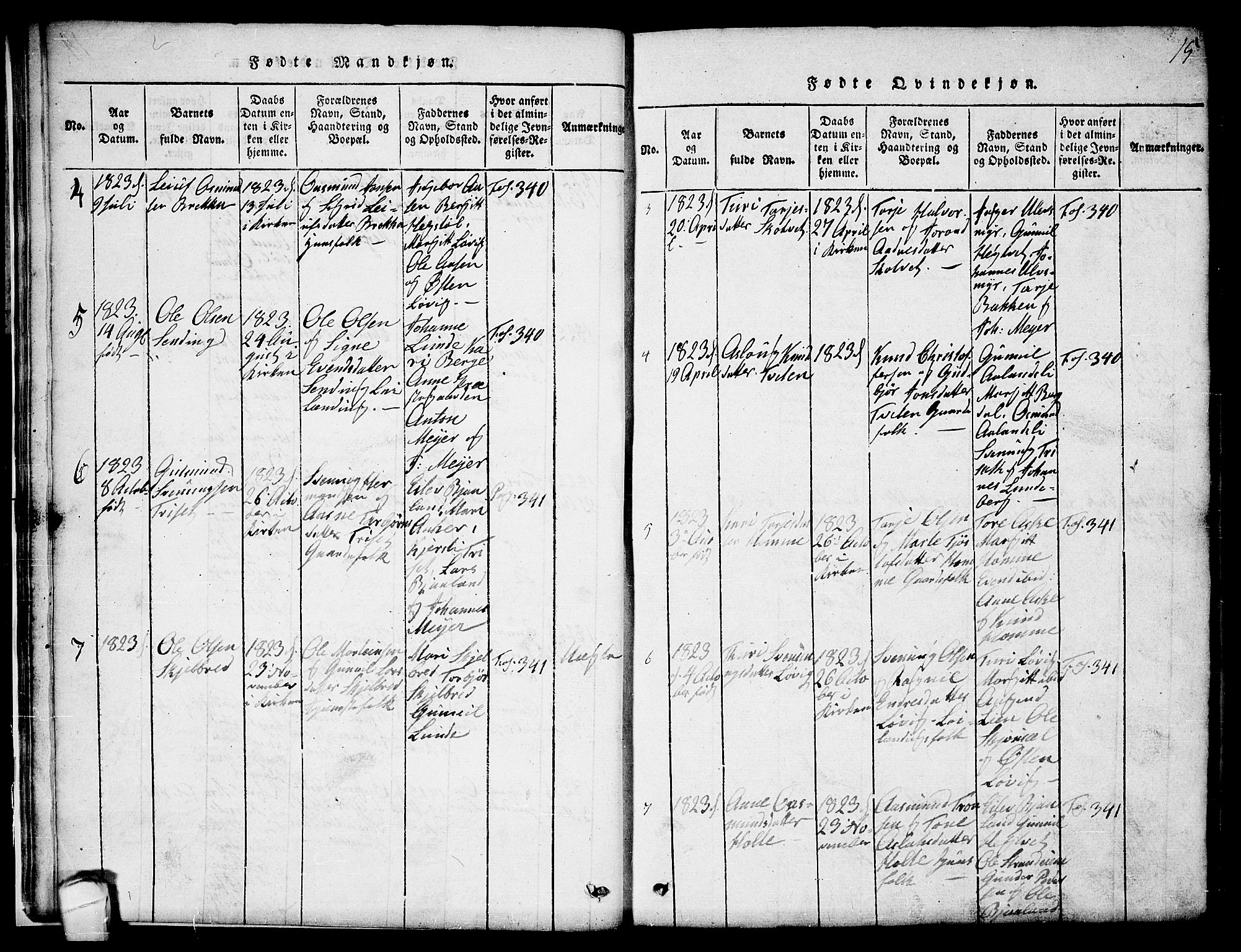 Lårdal kirkebøker, SAKO/A-284/G/Ga/L0001: Parish register (copy) no. I 1, 1815-1861, p. 15