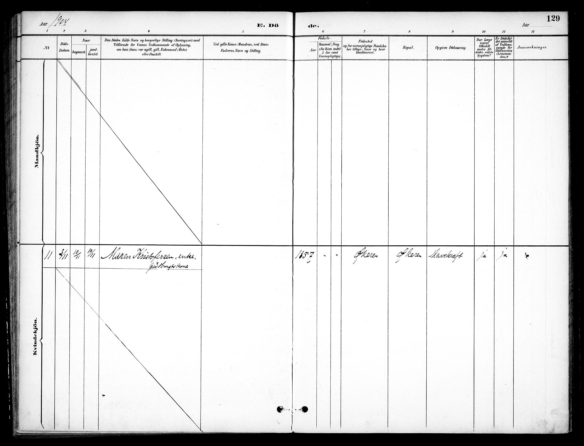 Nannestad prestekontor Kirkebøker, AV/SAO-A-10414a/F/Fc/L0002: Parish register (official) no. III 2, 1893-1907, p. 129