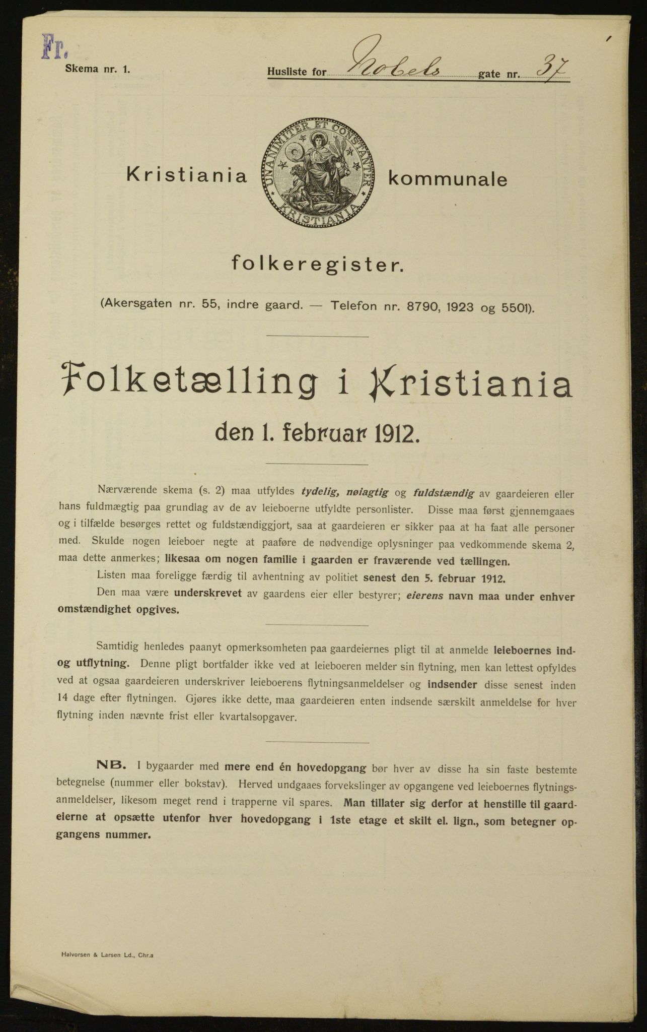 OBA, Municipal Census 1912 for Kristiania, 1912, p. 71936