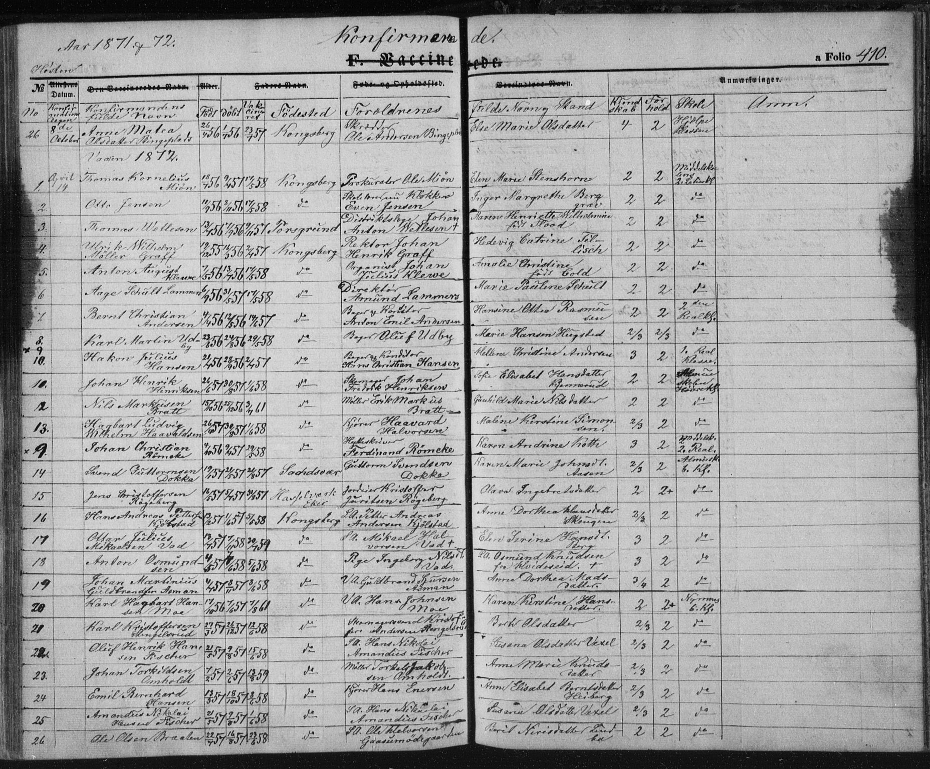 Kongsberg kirkebøker, SAKO/A-22/F/Fa/L0010: Parish register (official) no. I 10, 1859-1875, p. 410