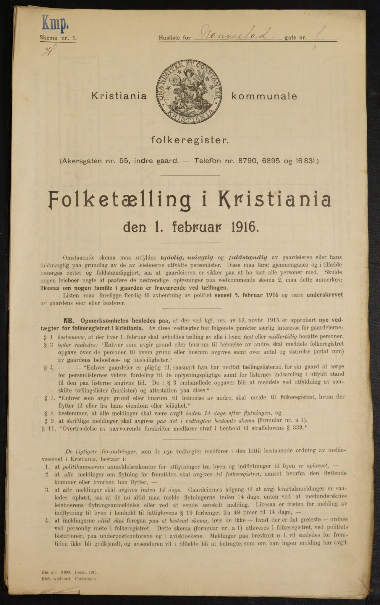 OBA, Municipal Census 1916 for Kristiania, 1916, p. 70739