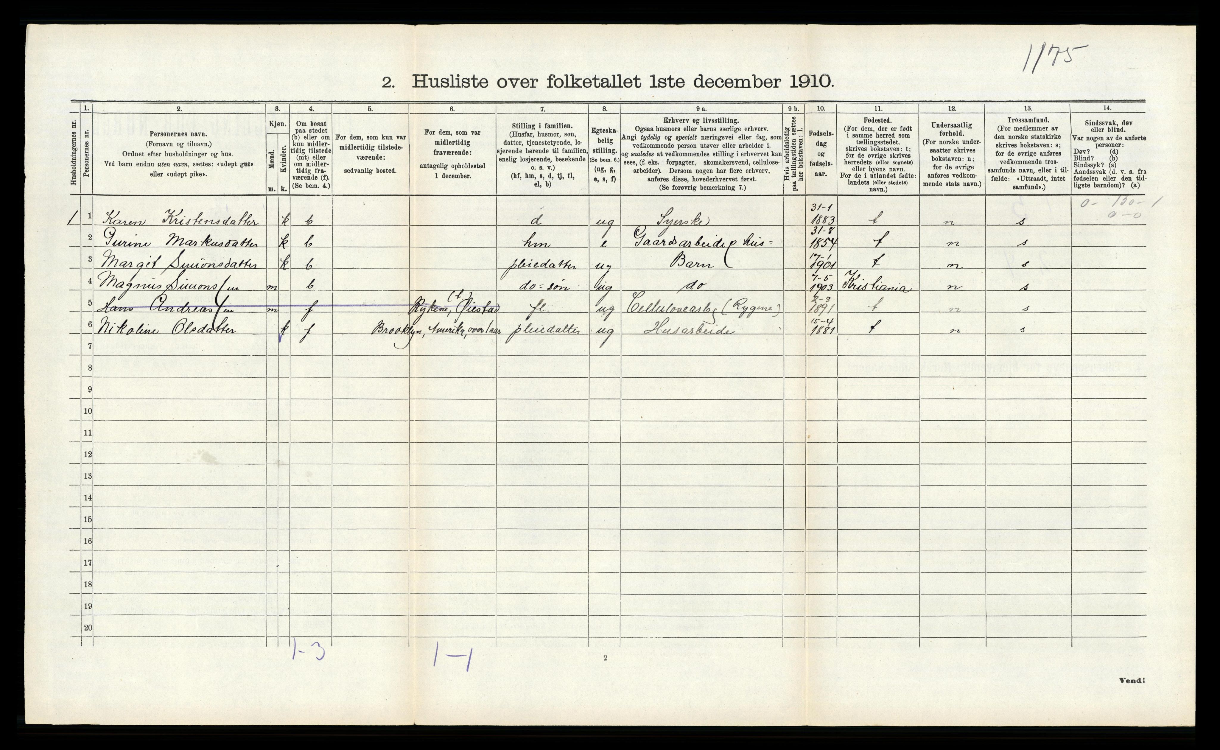 RA, 1910 census for Øyestad, 1910, p. 451